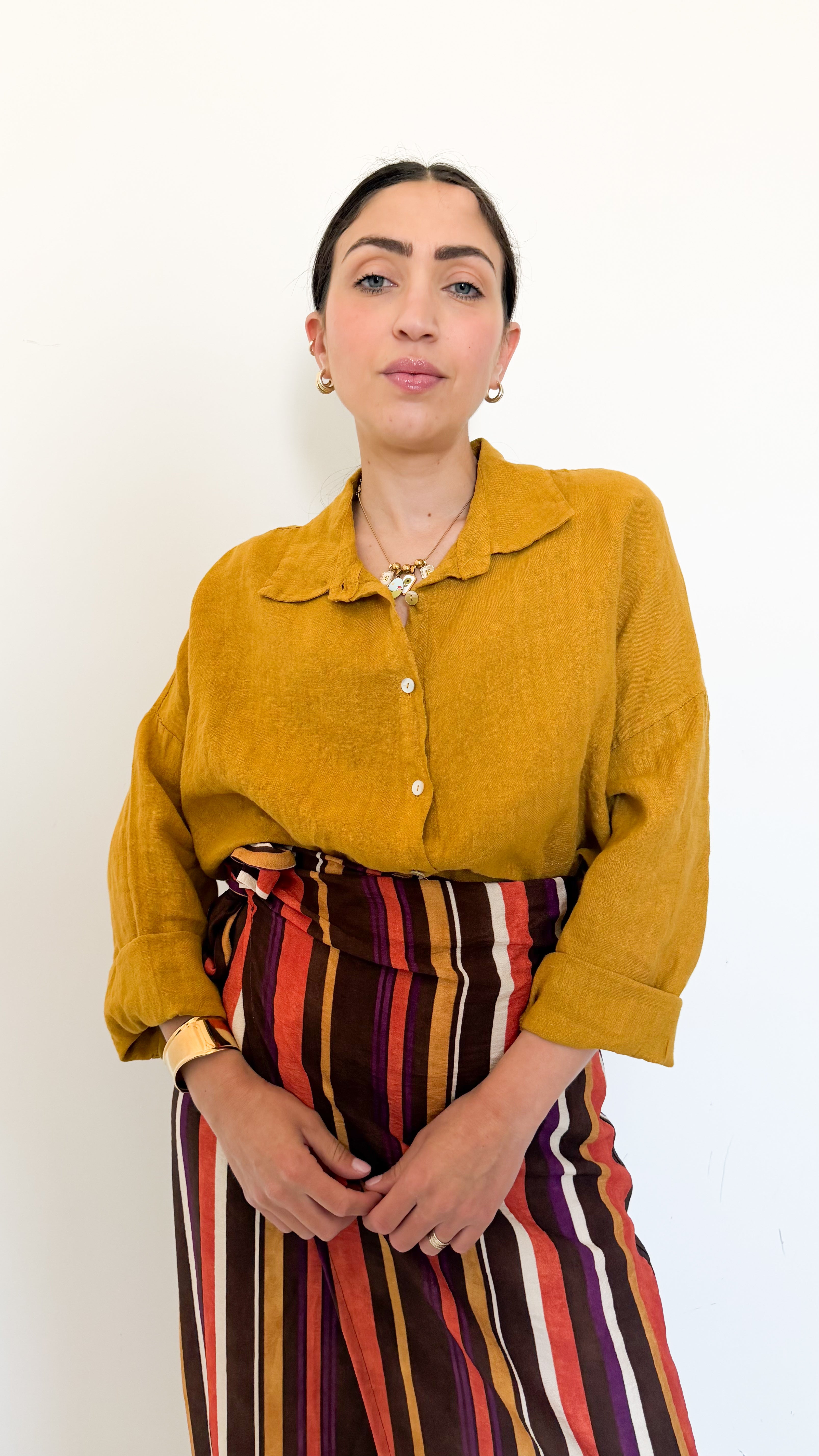 Camicia Senape In Lino