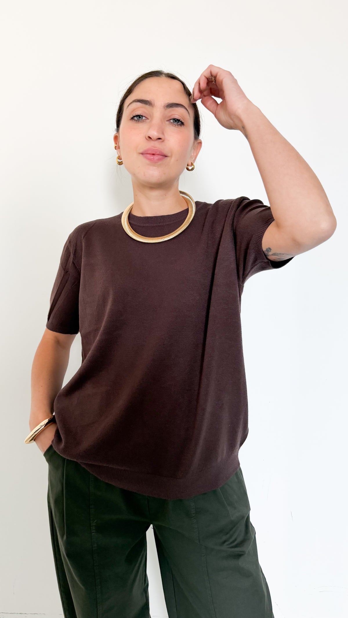 Maglia Marrone Mezza Manica