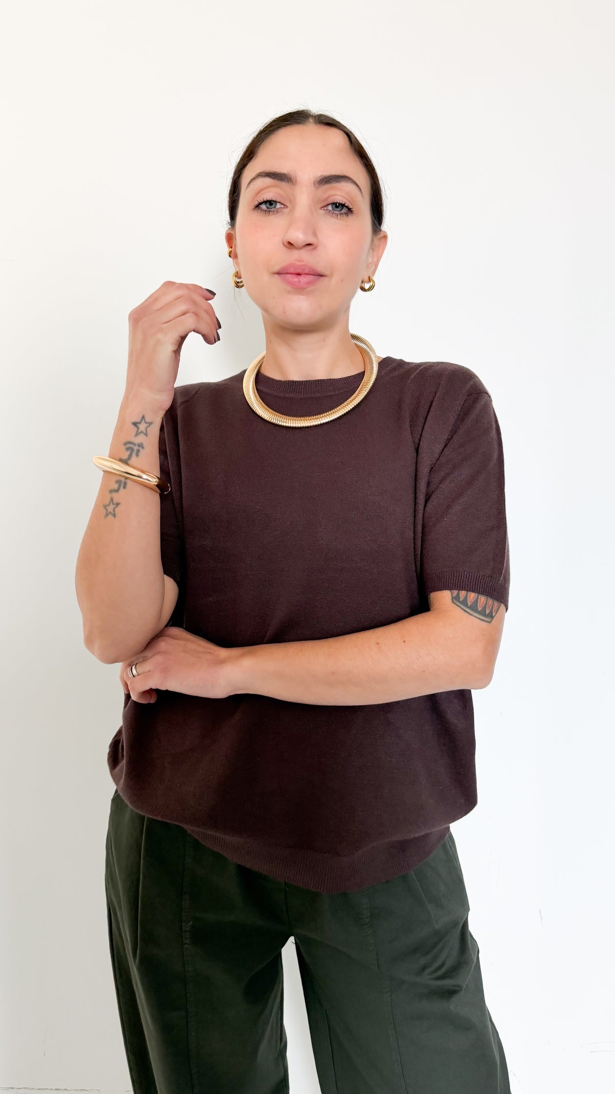 Maglia Marrone Mezza Manica