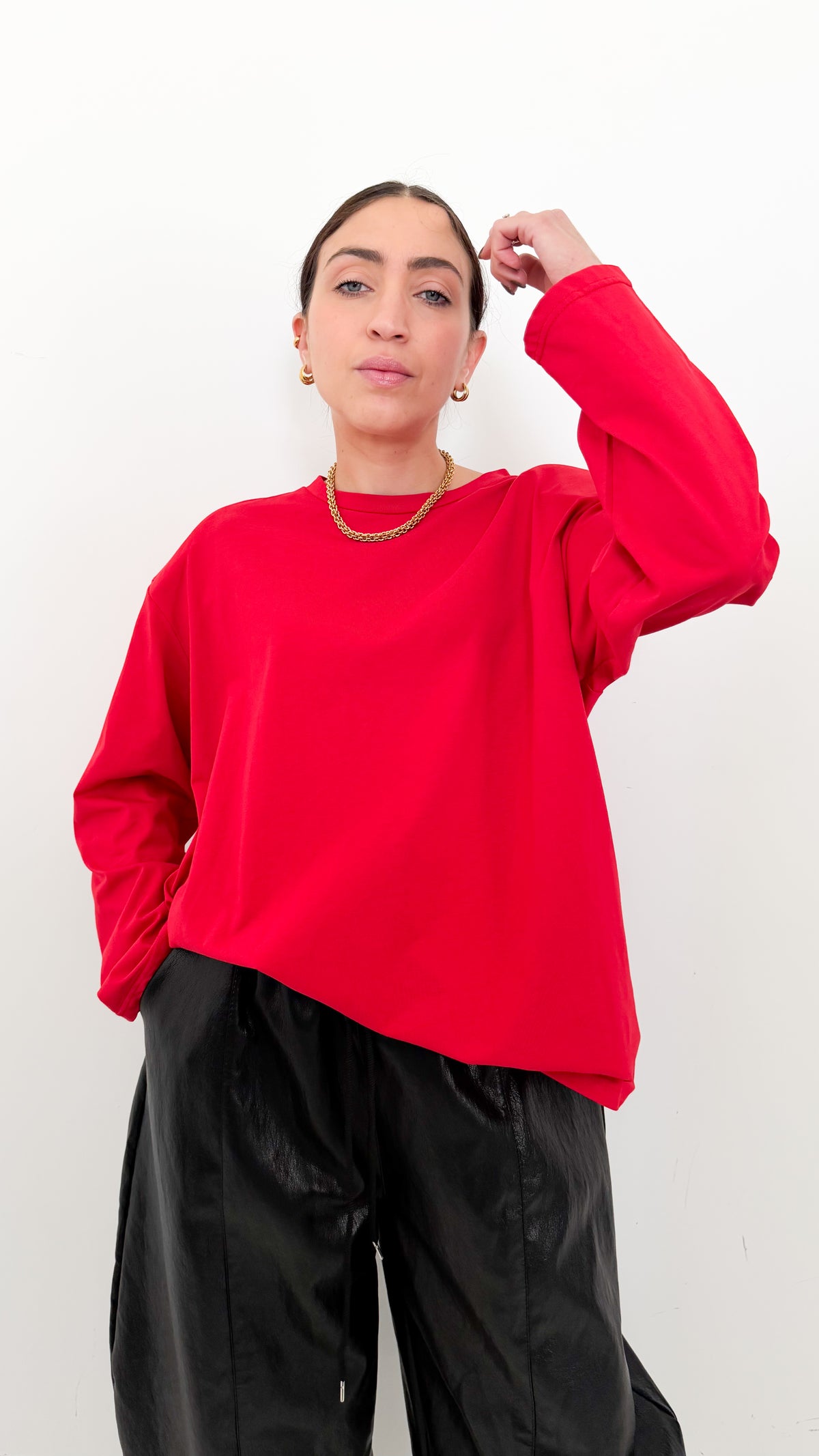 Long Sleeve Rossa Con Spalline