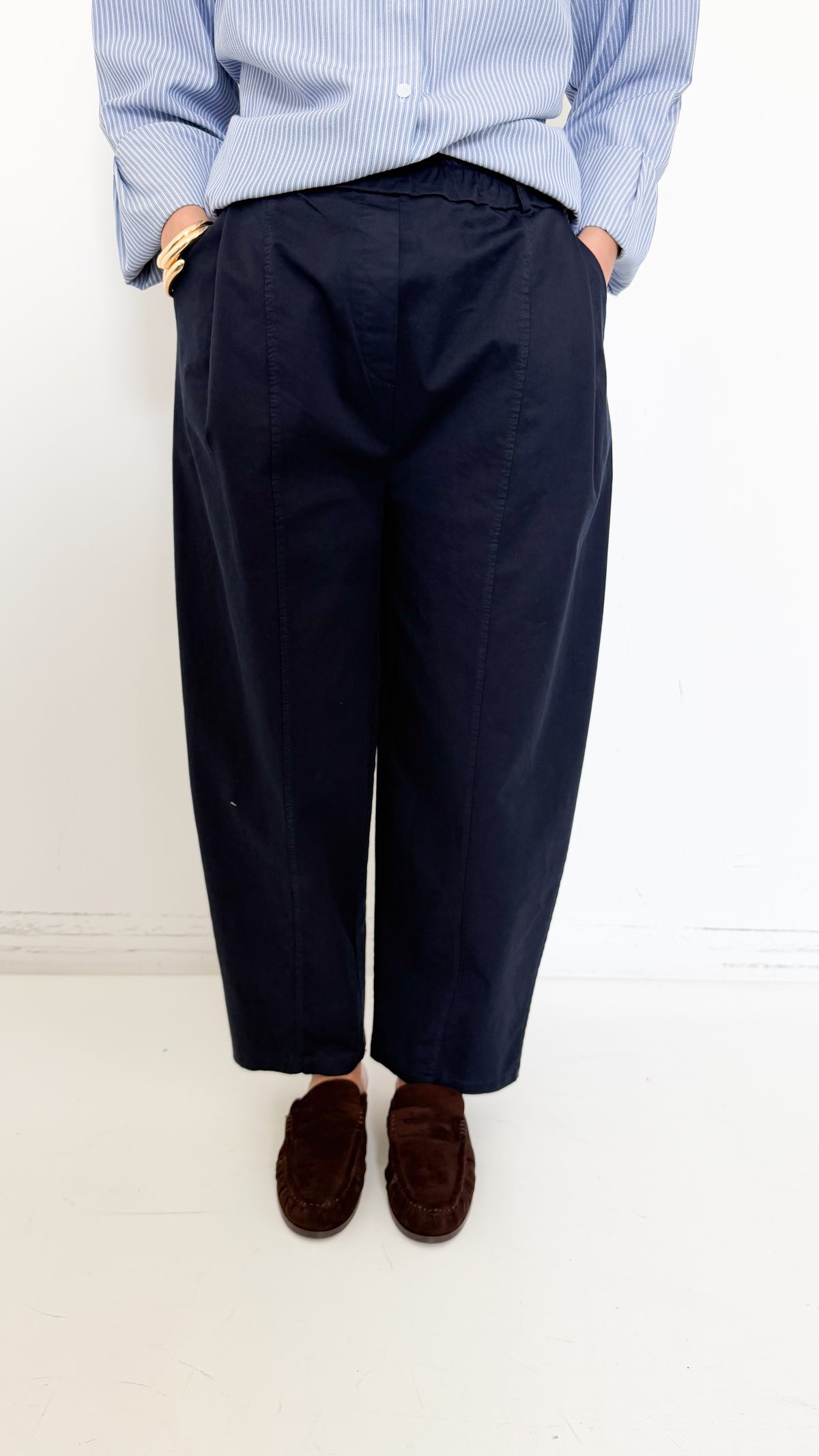 Pantaloni Blu In Cotone