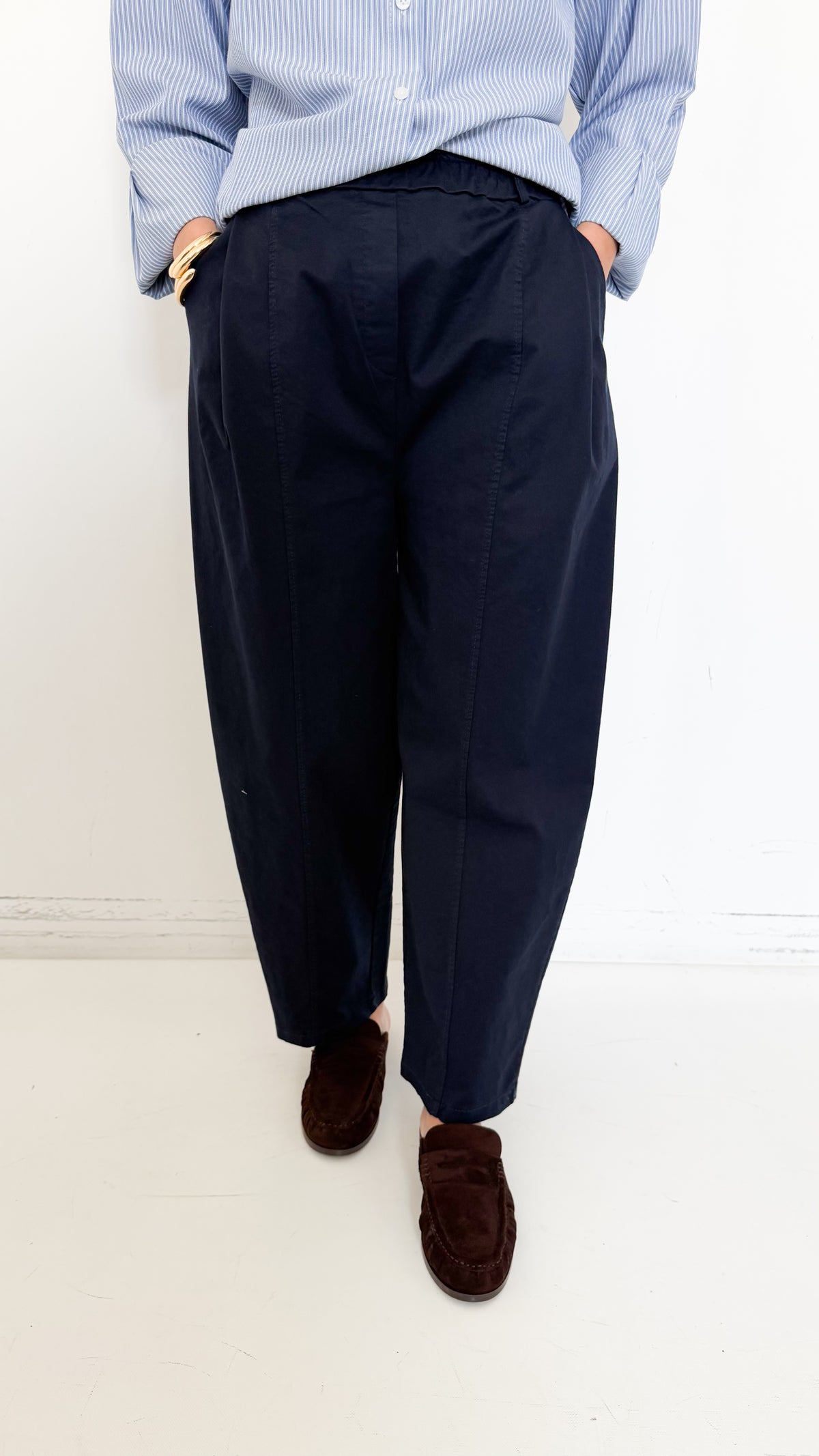 Pantaloni Blu In Cotone