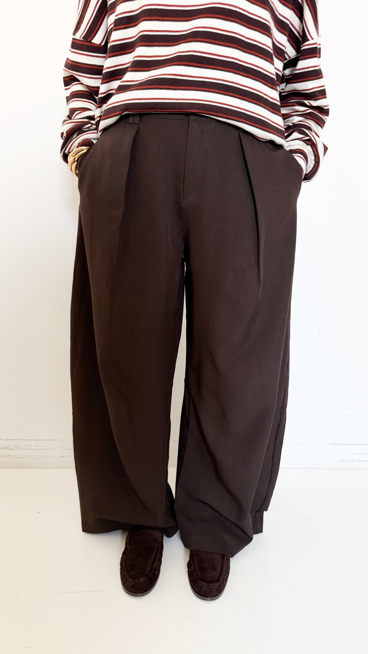 Pantaloni Barrel Marroni
