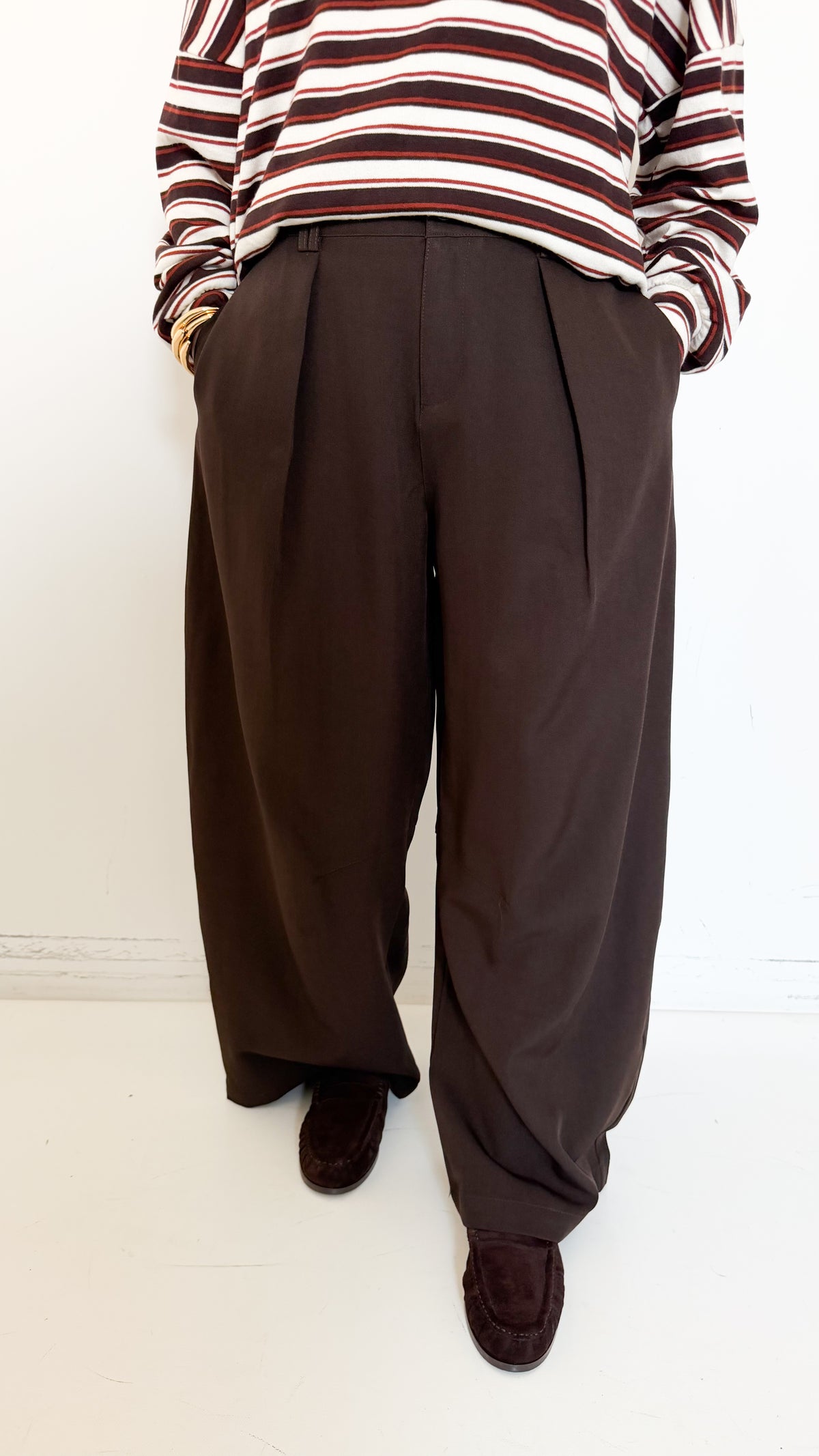 Pantaloni Barrel Marroni