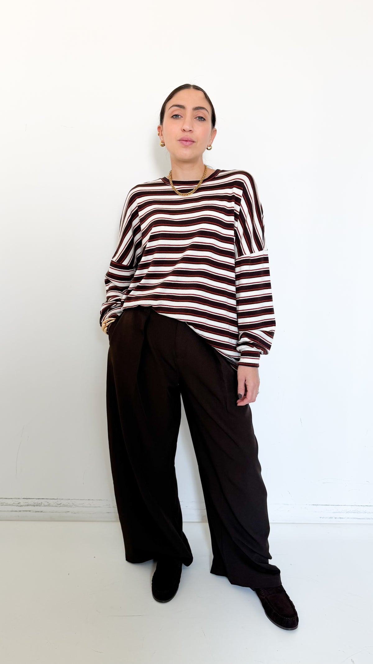 Pantaloni Barrel Marroni