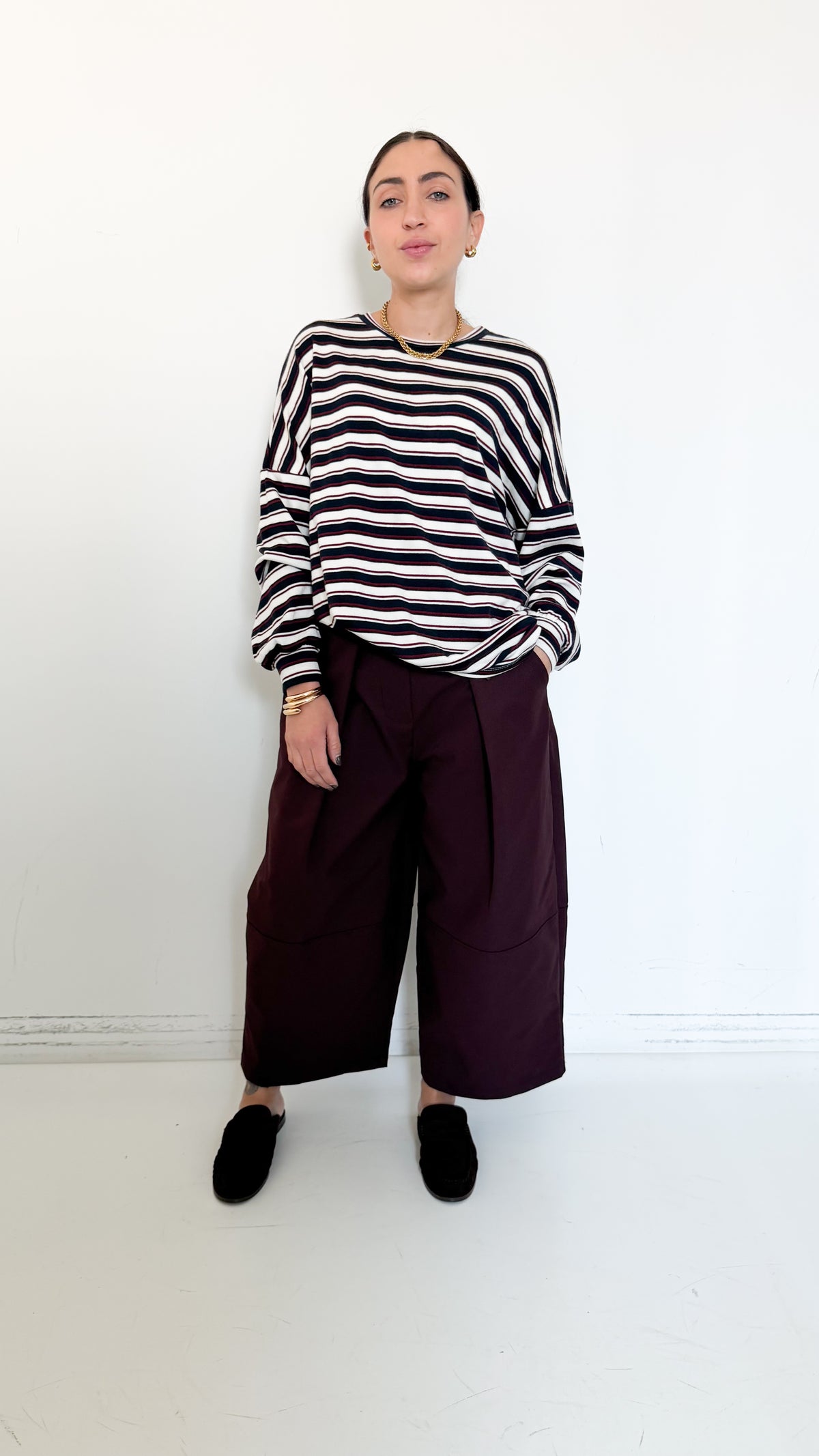 Pantaloni Bordeaux Cropped Barrel