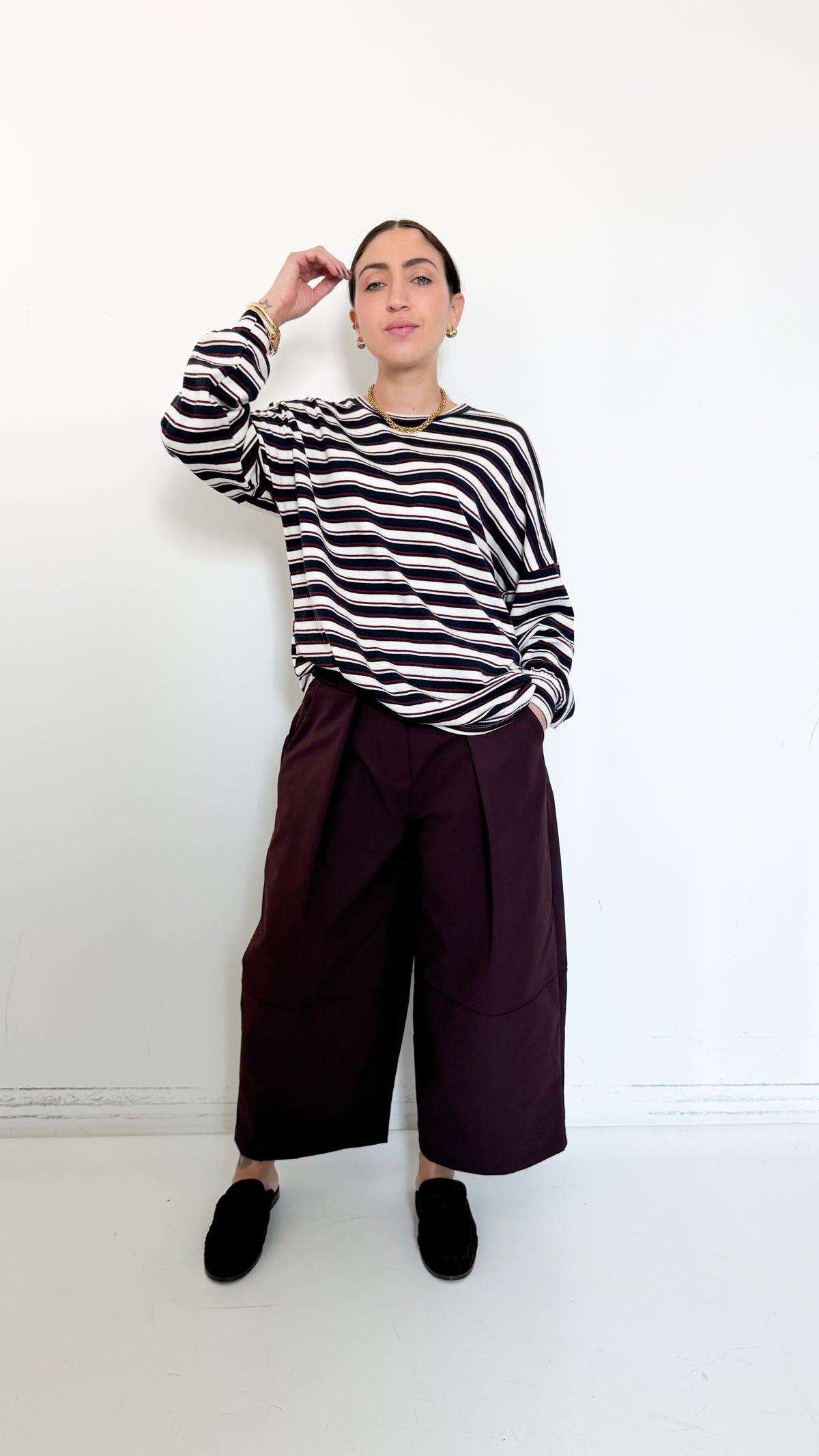 Pantaloni Bordeaux Cropped Barrel