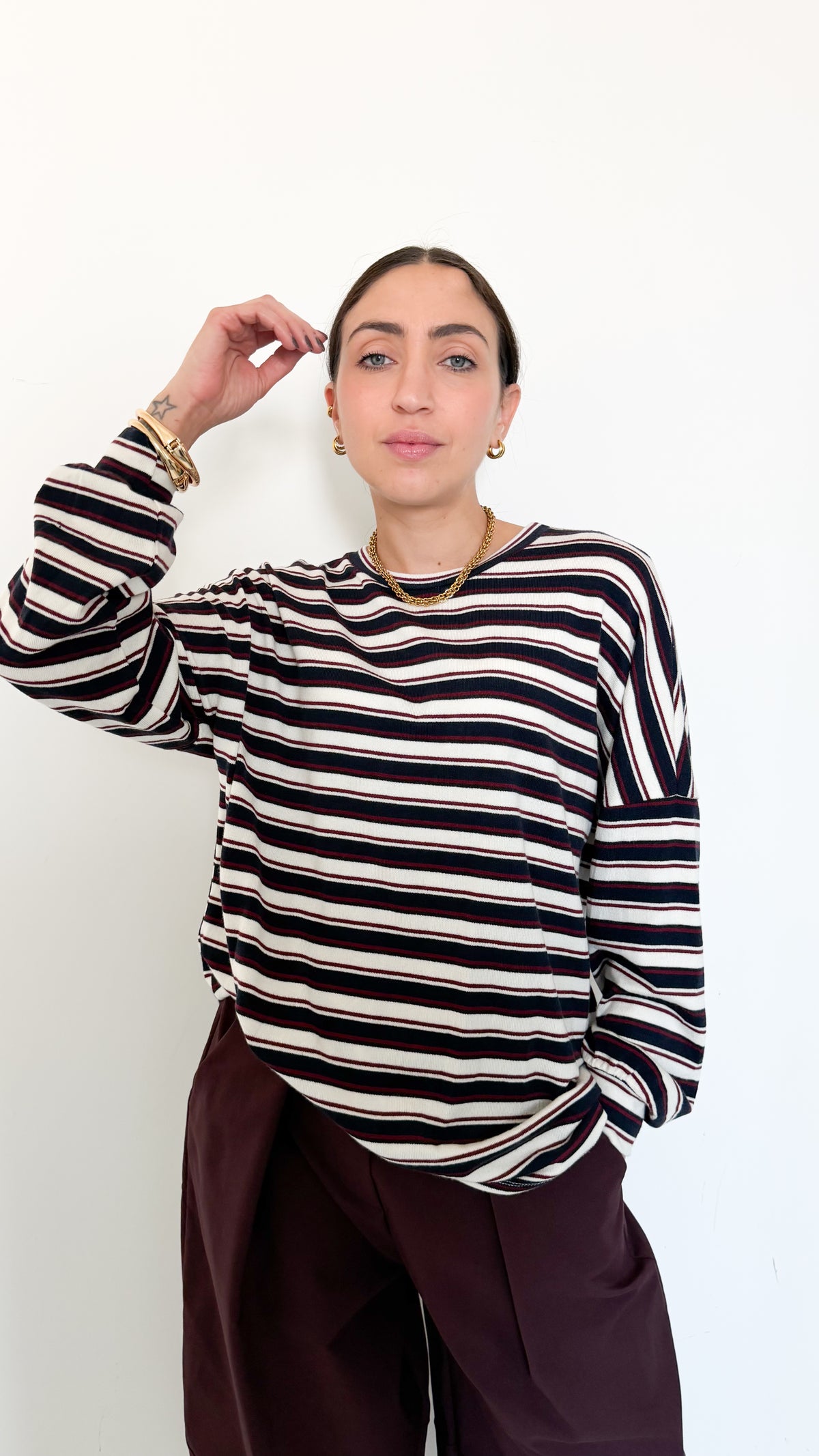 Maglia A Righe Marrone