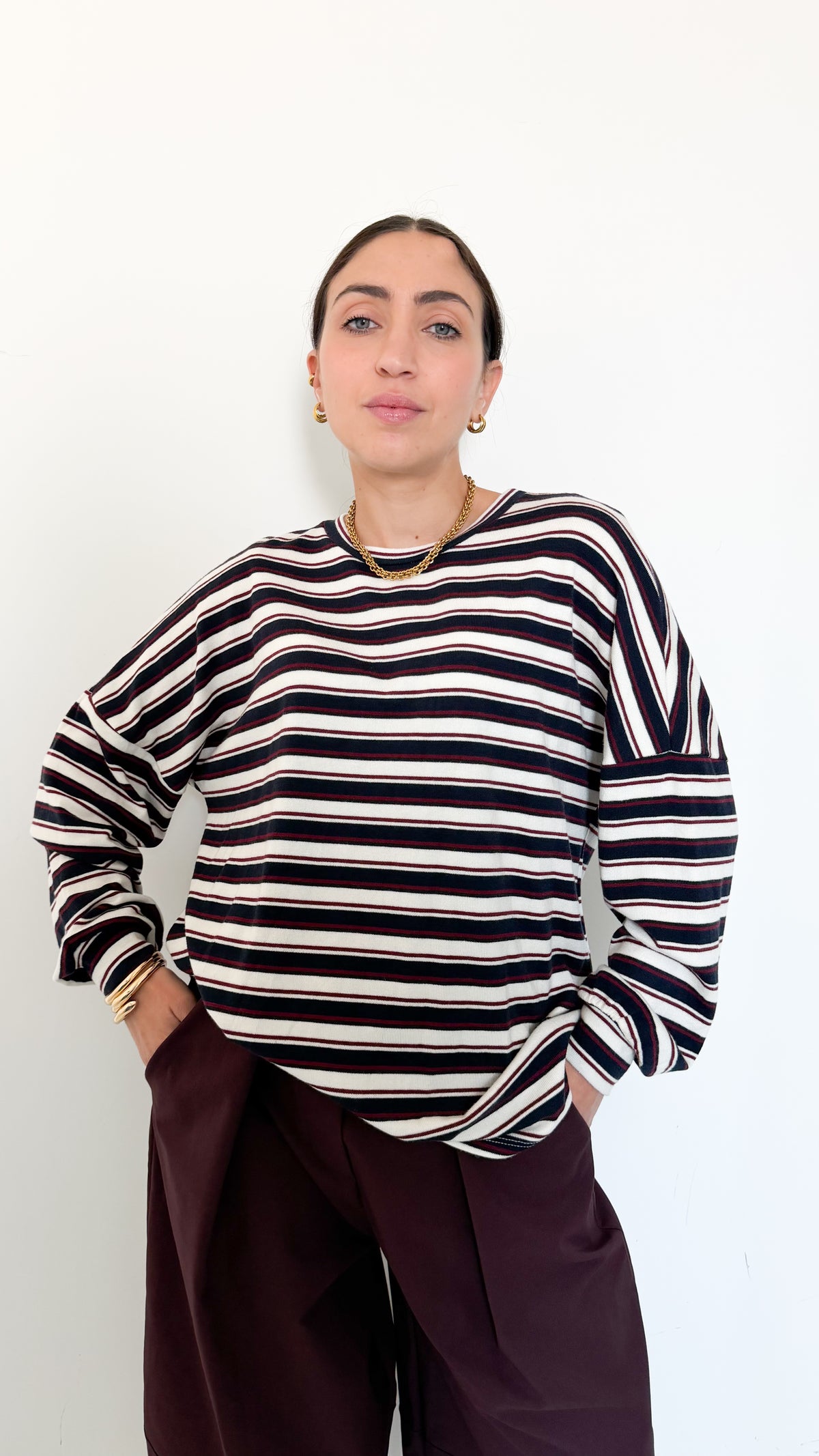 Maglia A Righe Marrone