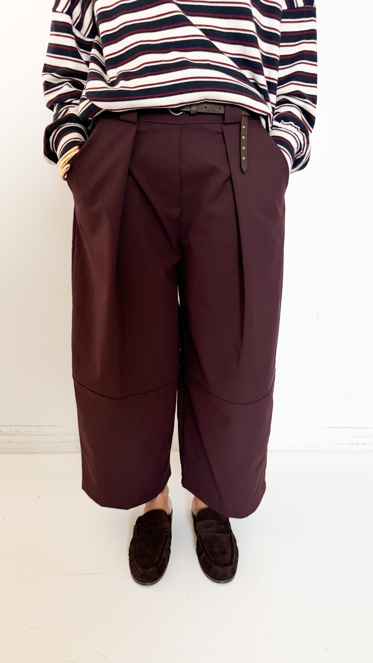 Pantaloni Bordeaux Cropped Barrel
