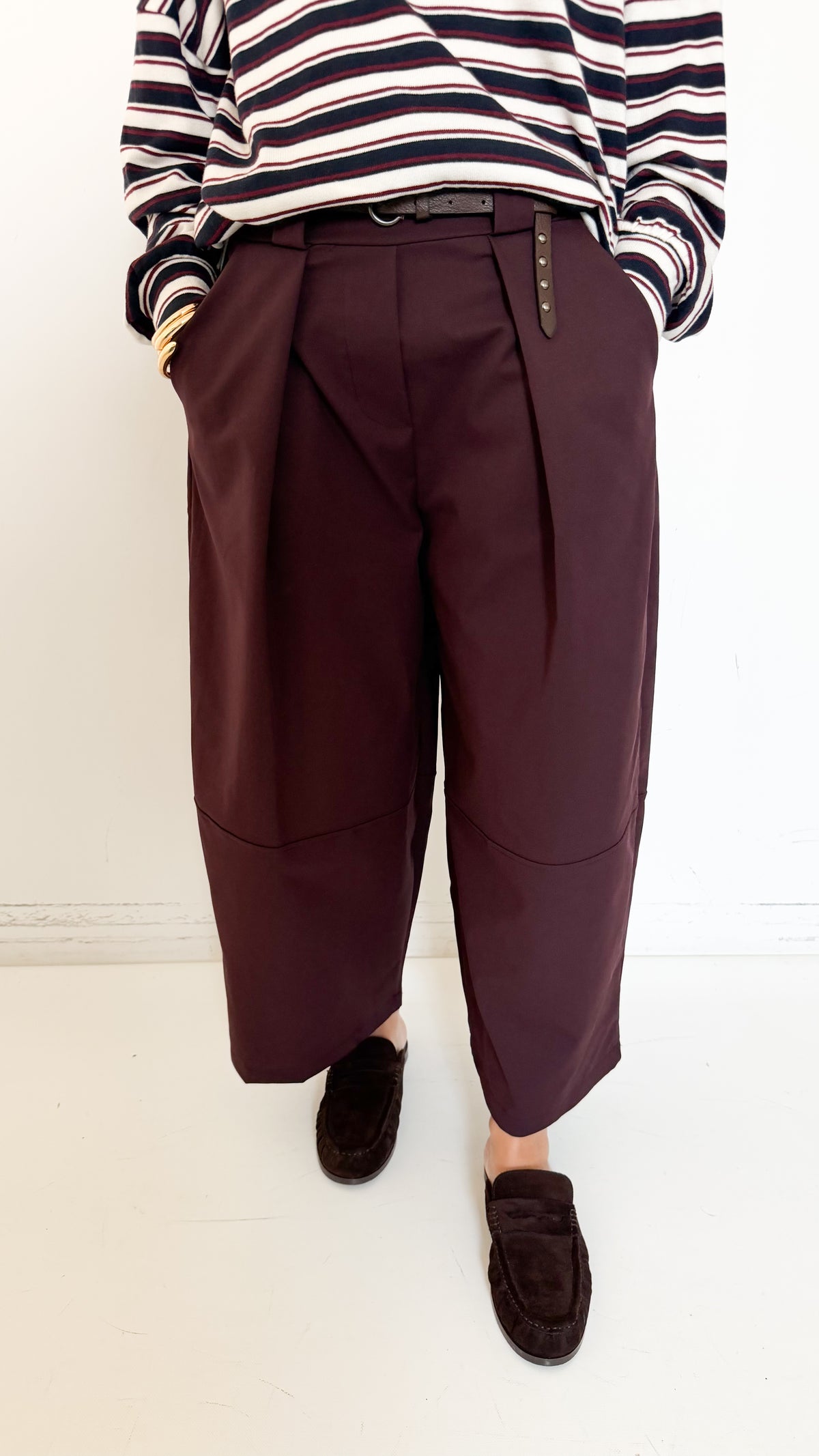 Pantaloni Bordeaux Cropped Barrel