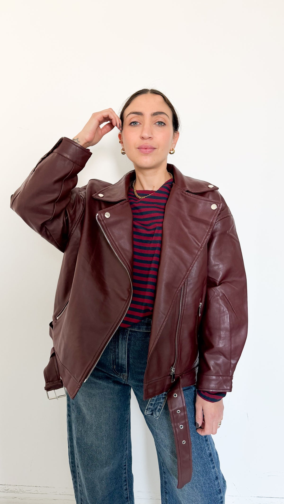 Chiodo Bordeaux  In Ecopelle