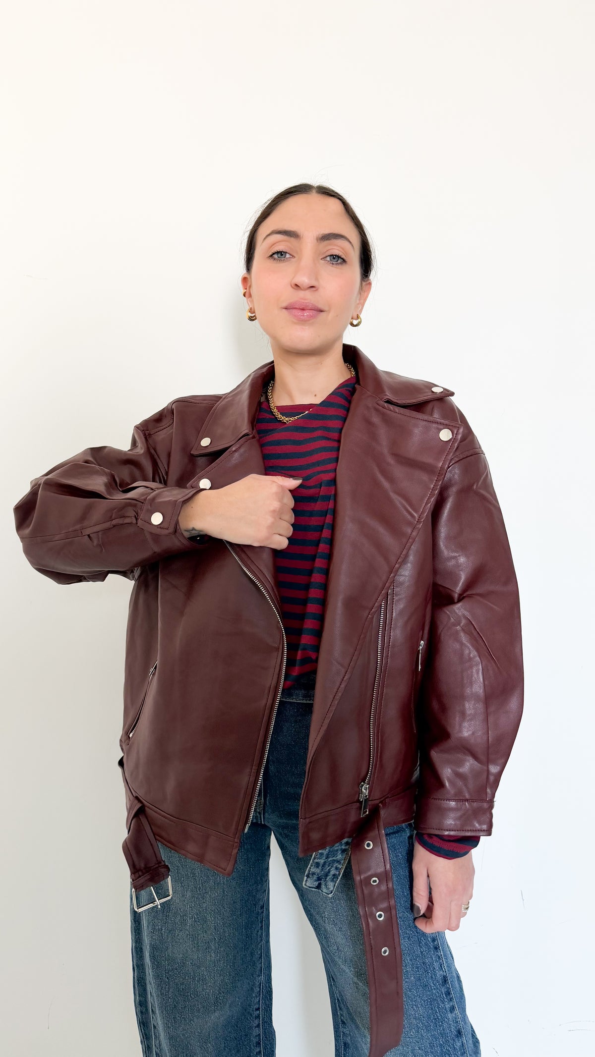 Chiodo Bordeaux  In Ecopelle