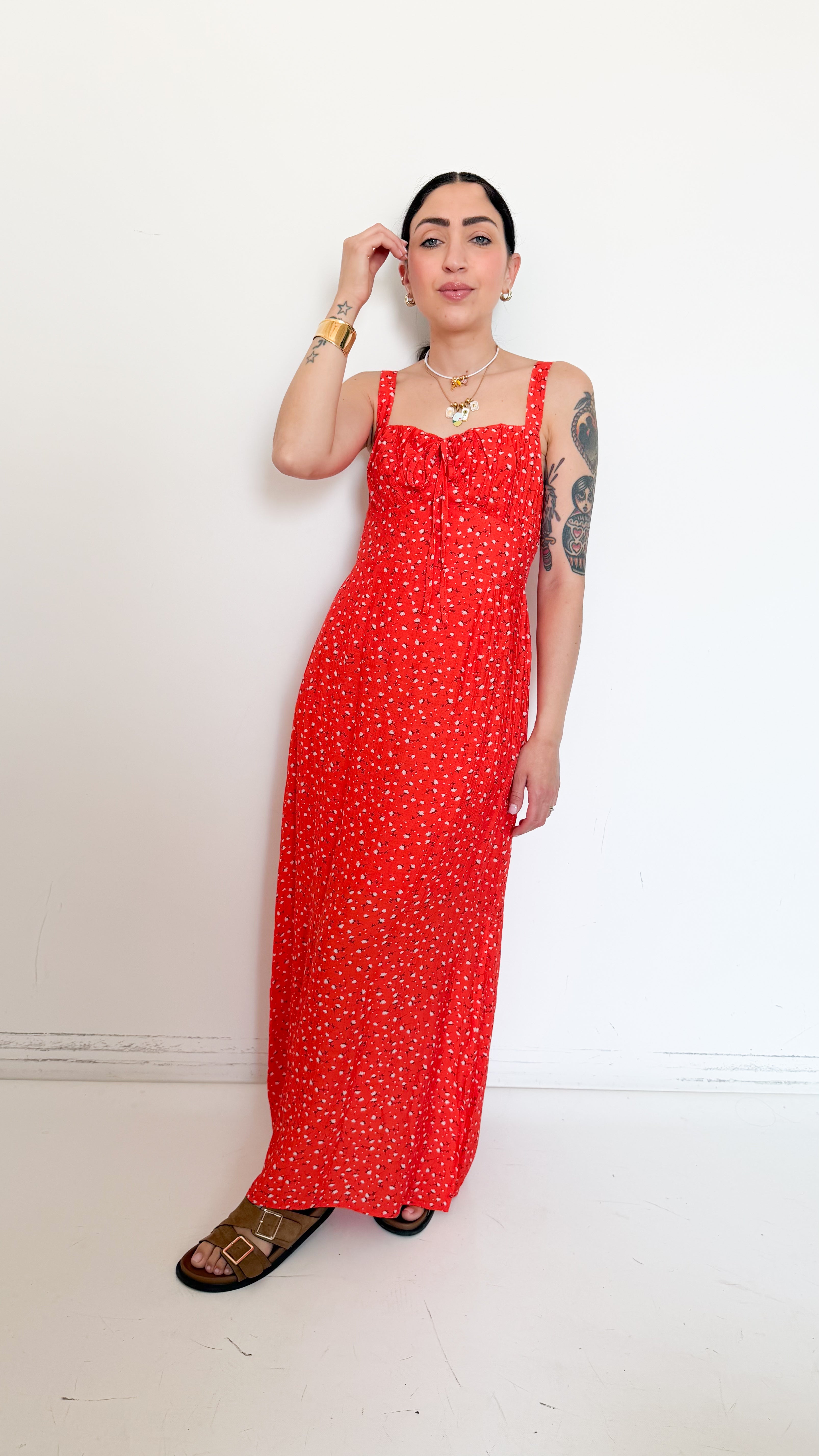 Vestito Arancione A Fantasia