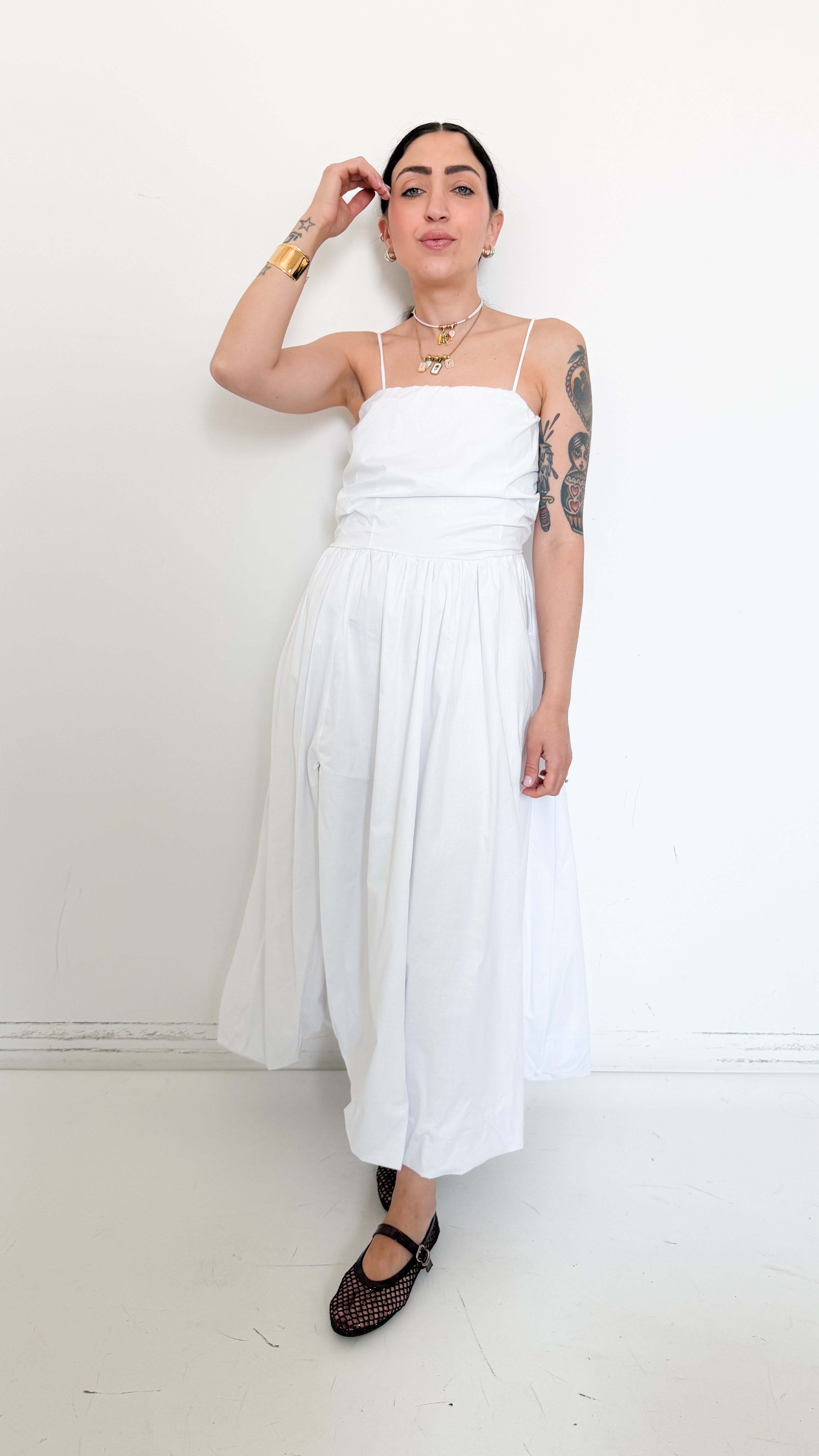 Vestito Bianco Con Spacco