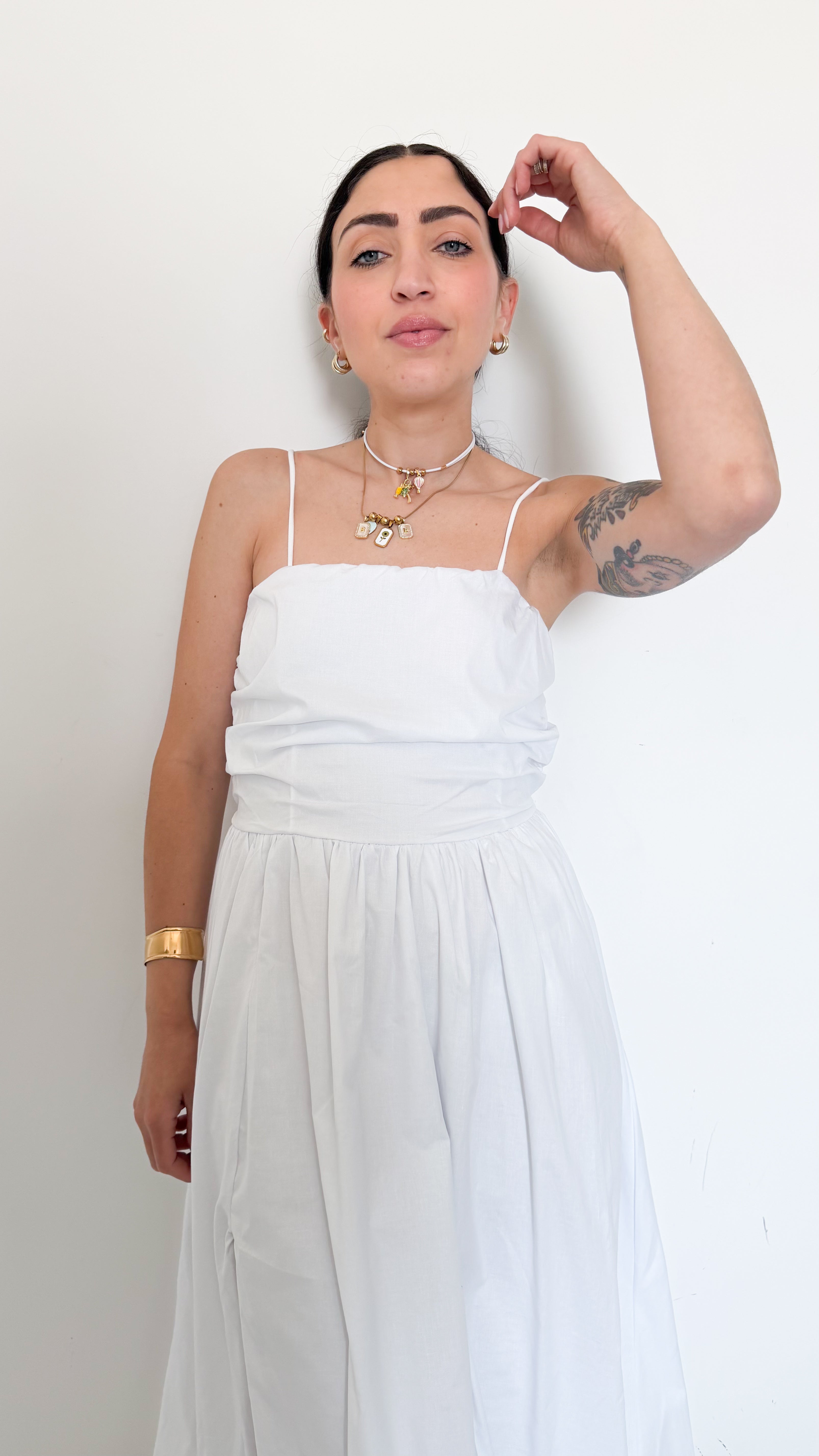 Vestito Bianco Con Spacco