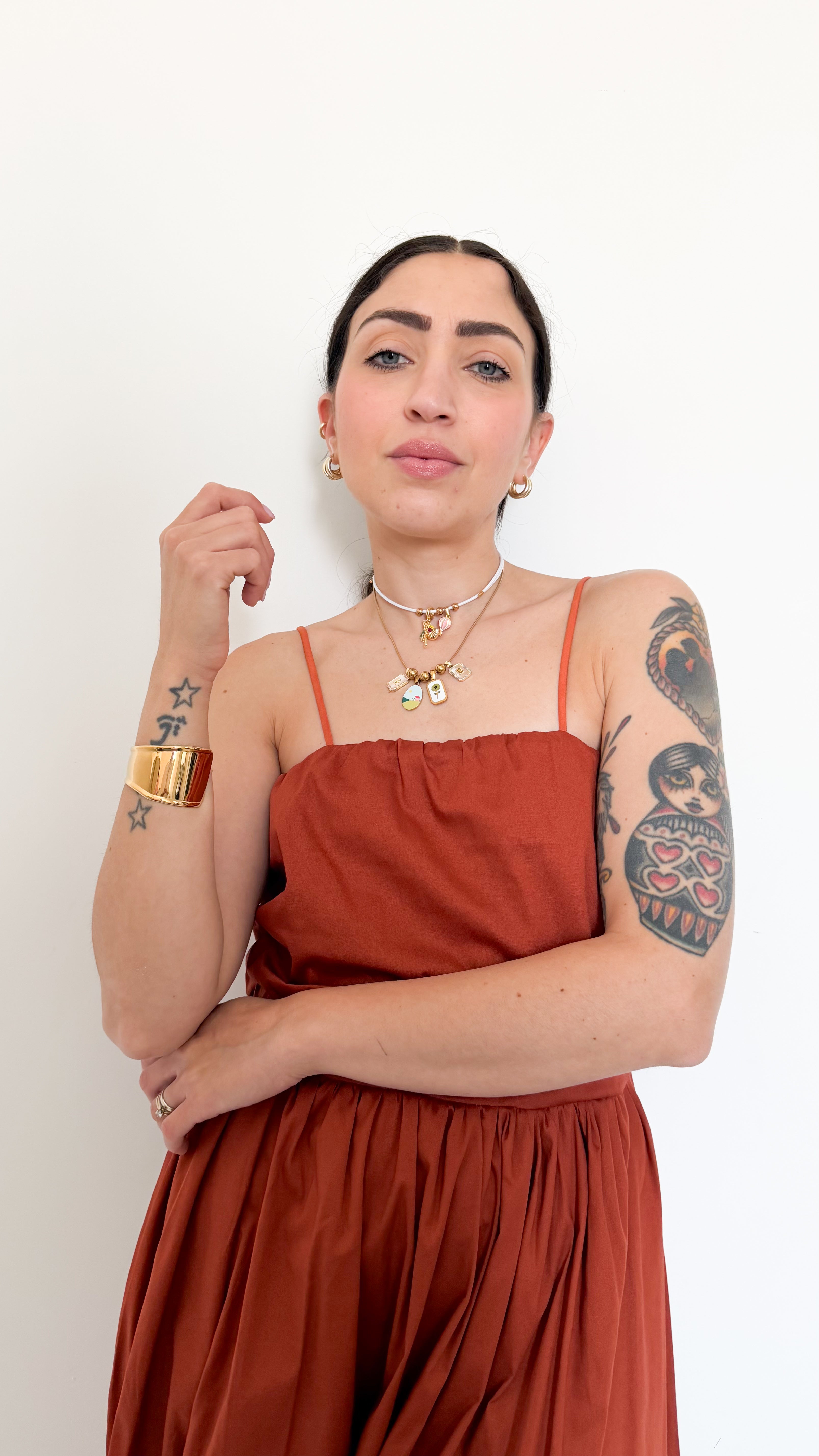 Vestito Ruggine Con Spacco