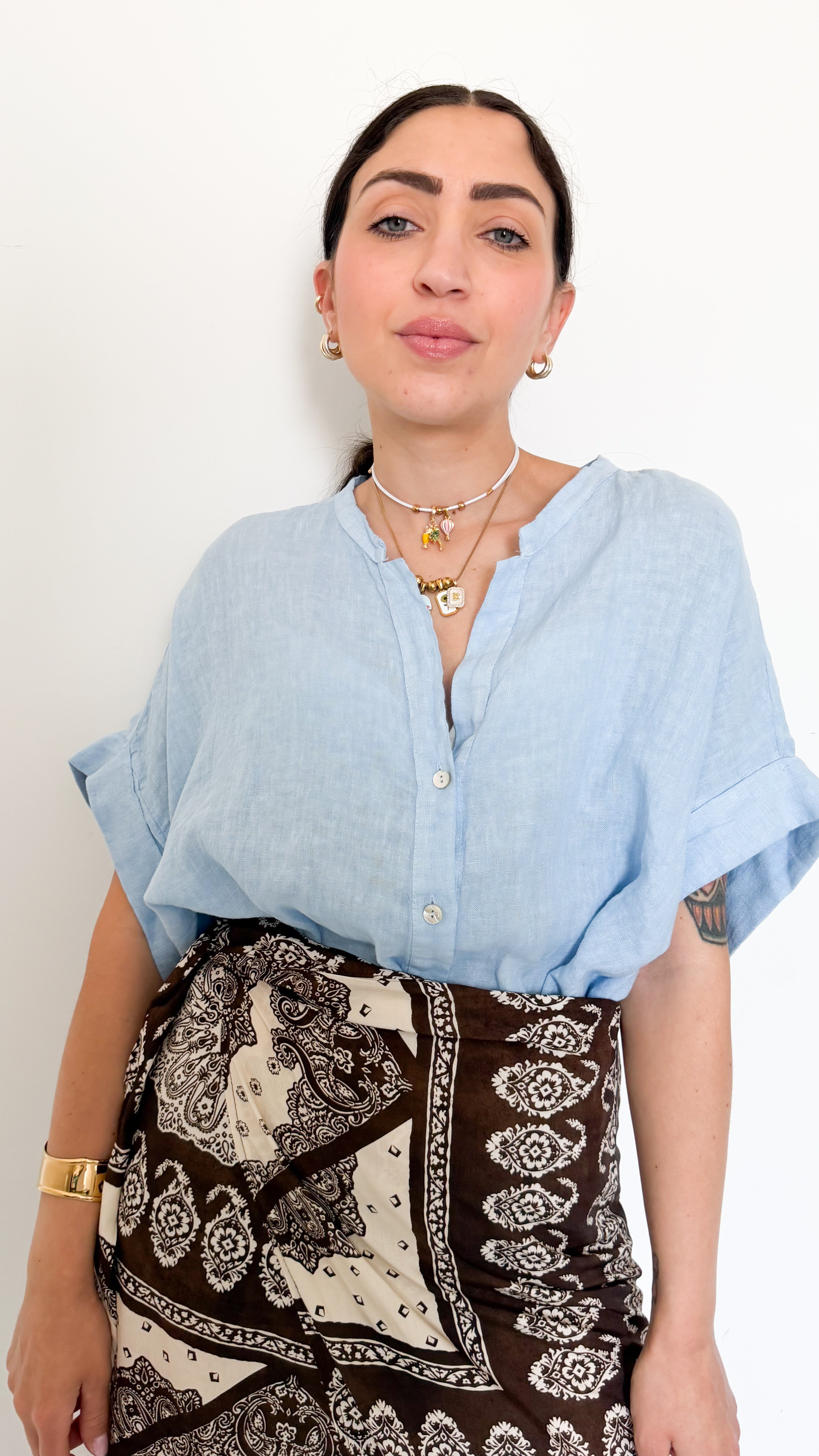 Camicia Celeste In Lino