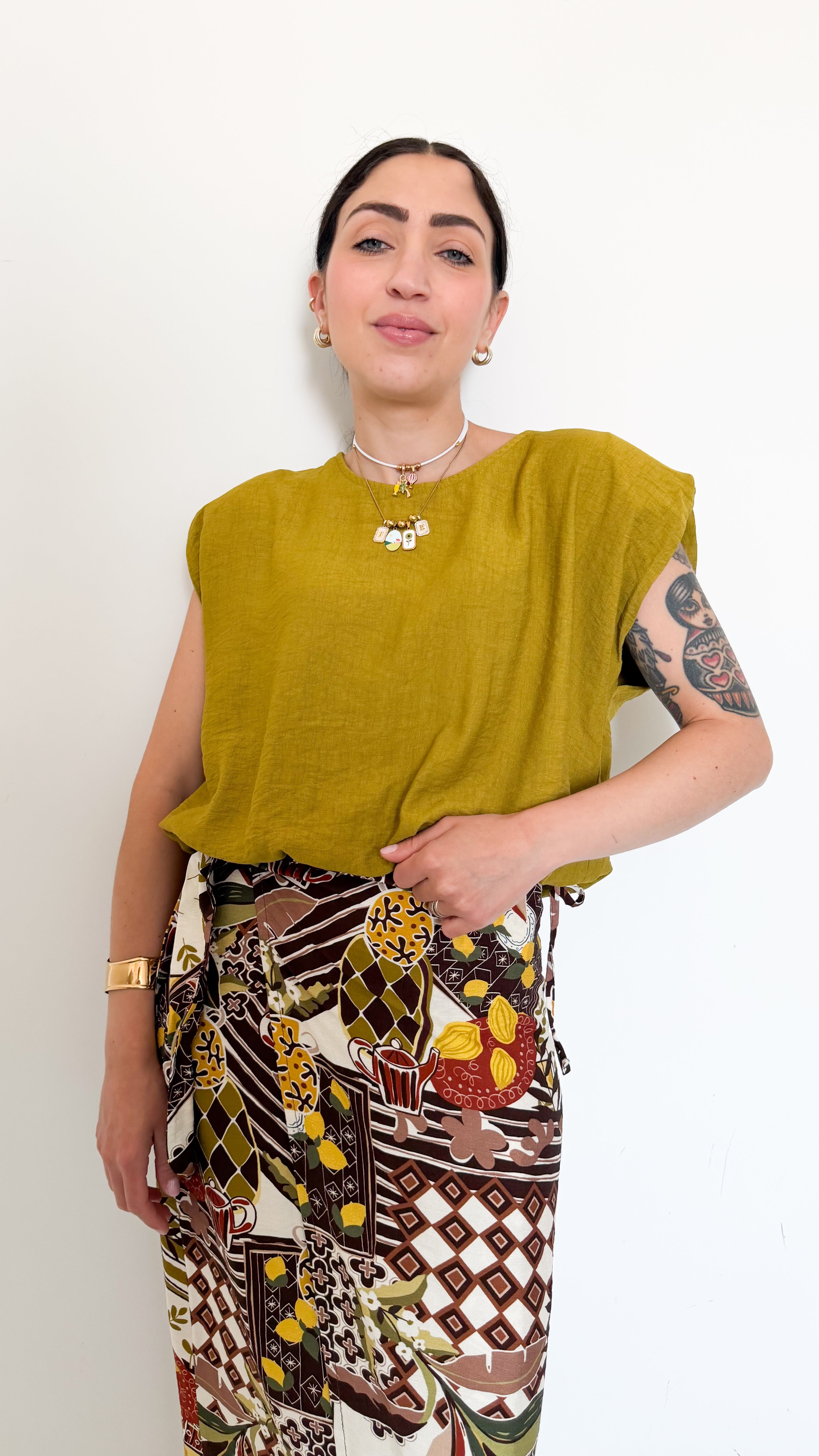 Blusa Verde Con Spalline