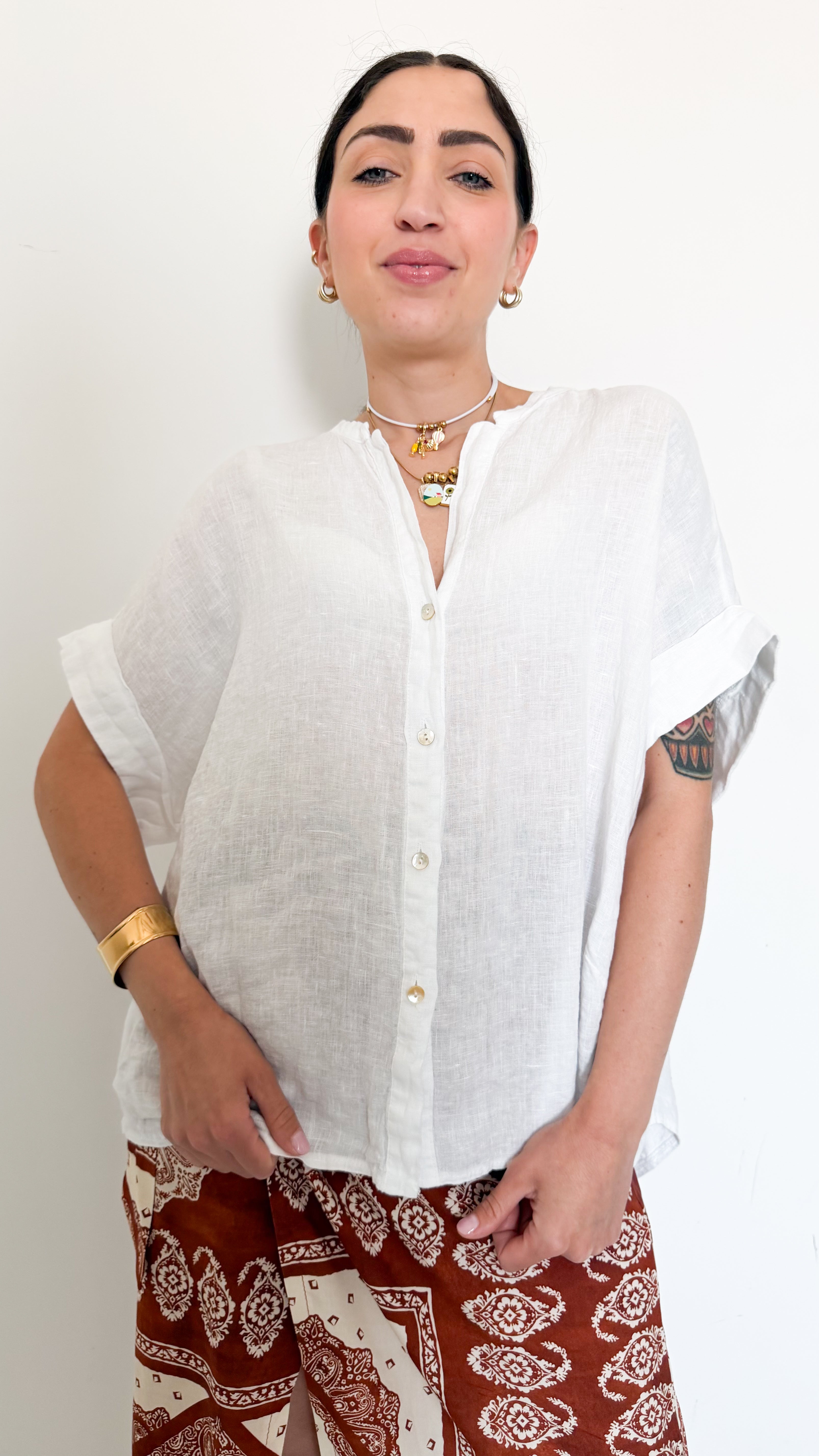 Camicia Bianca In Lino