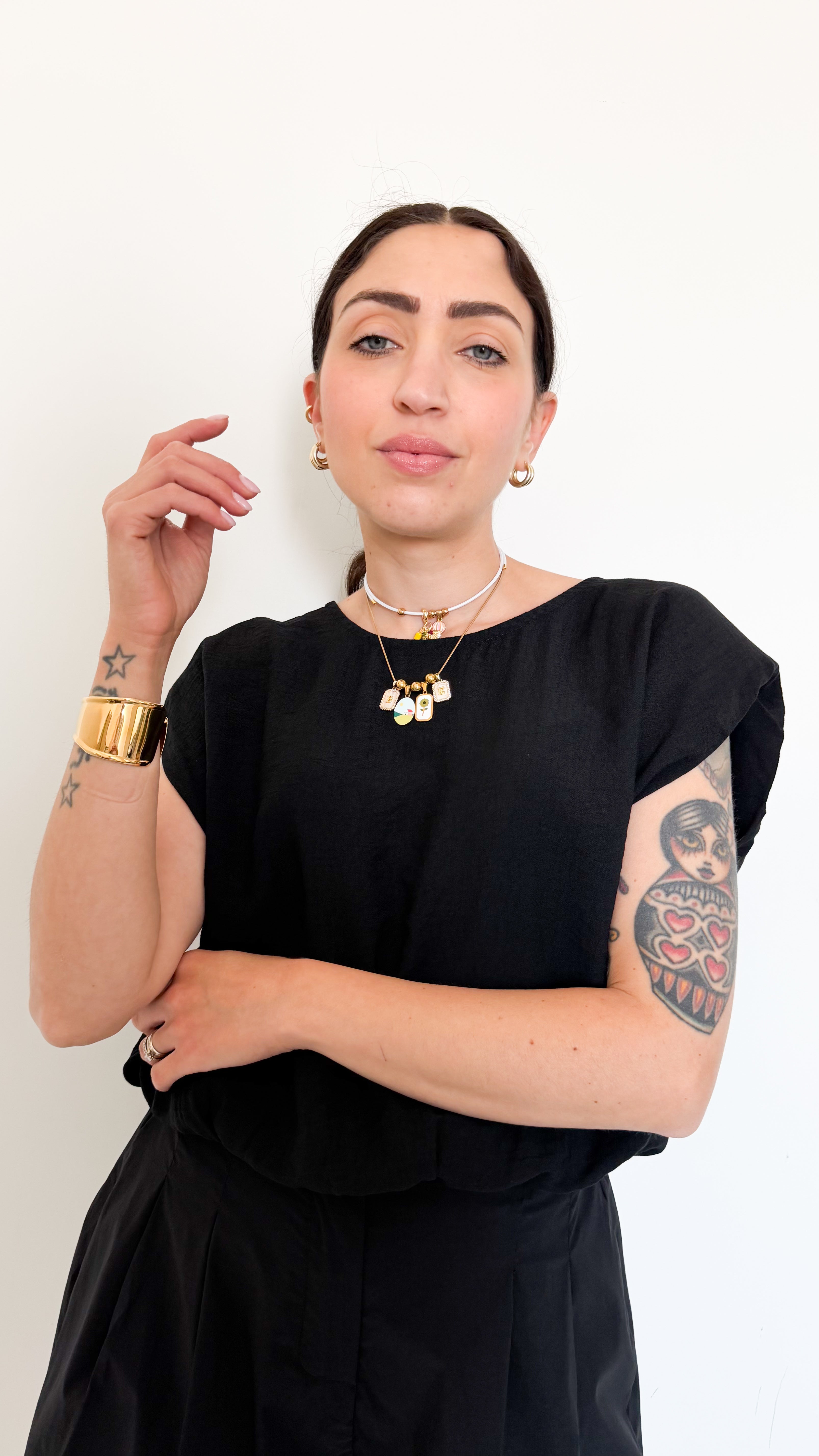 Blusa Nera Con Spalline