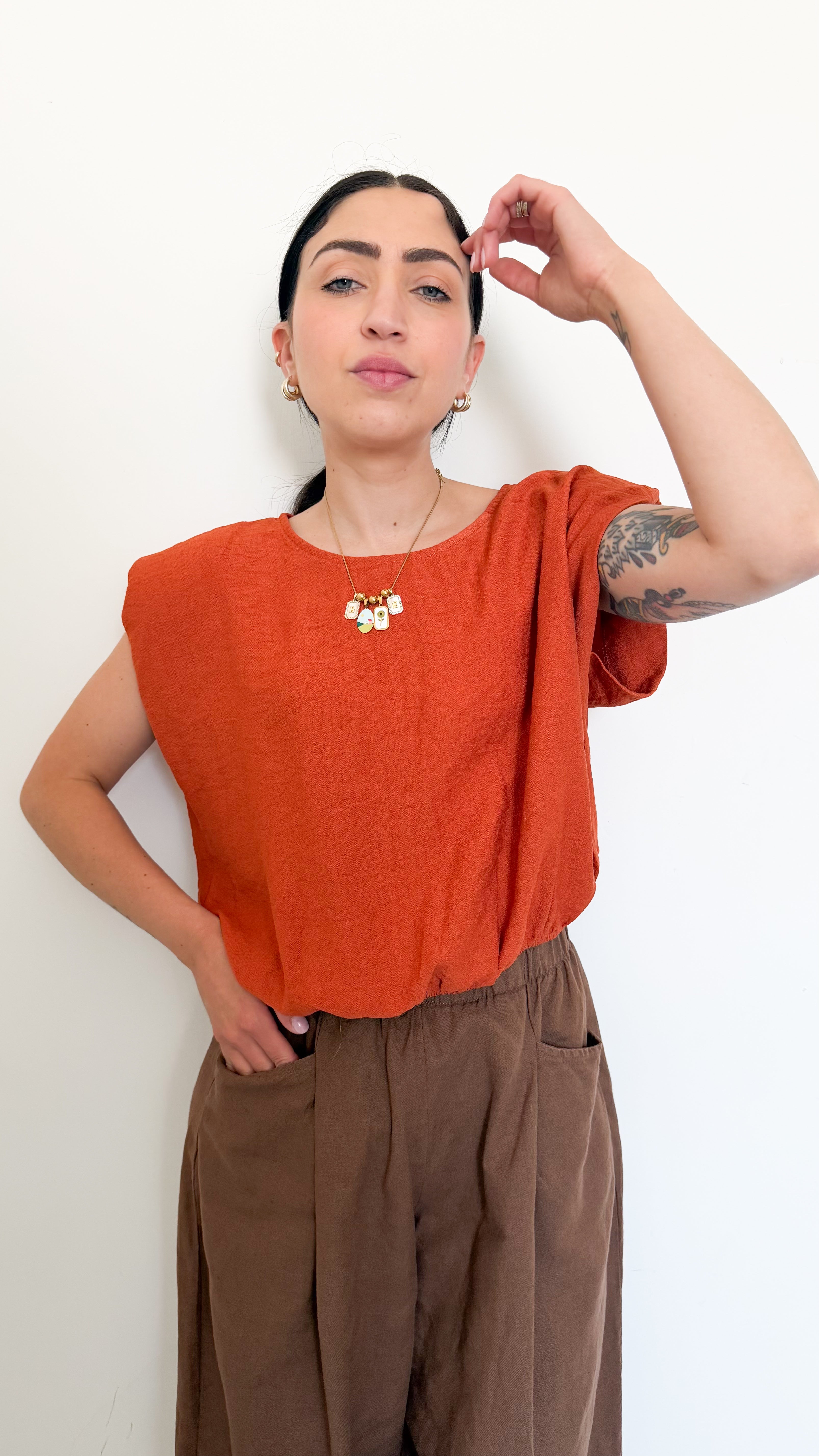 Blusa Ruggine Con Spalline