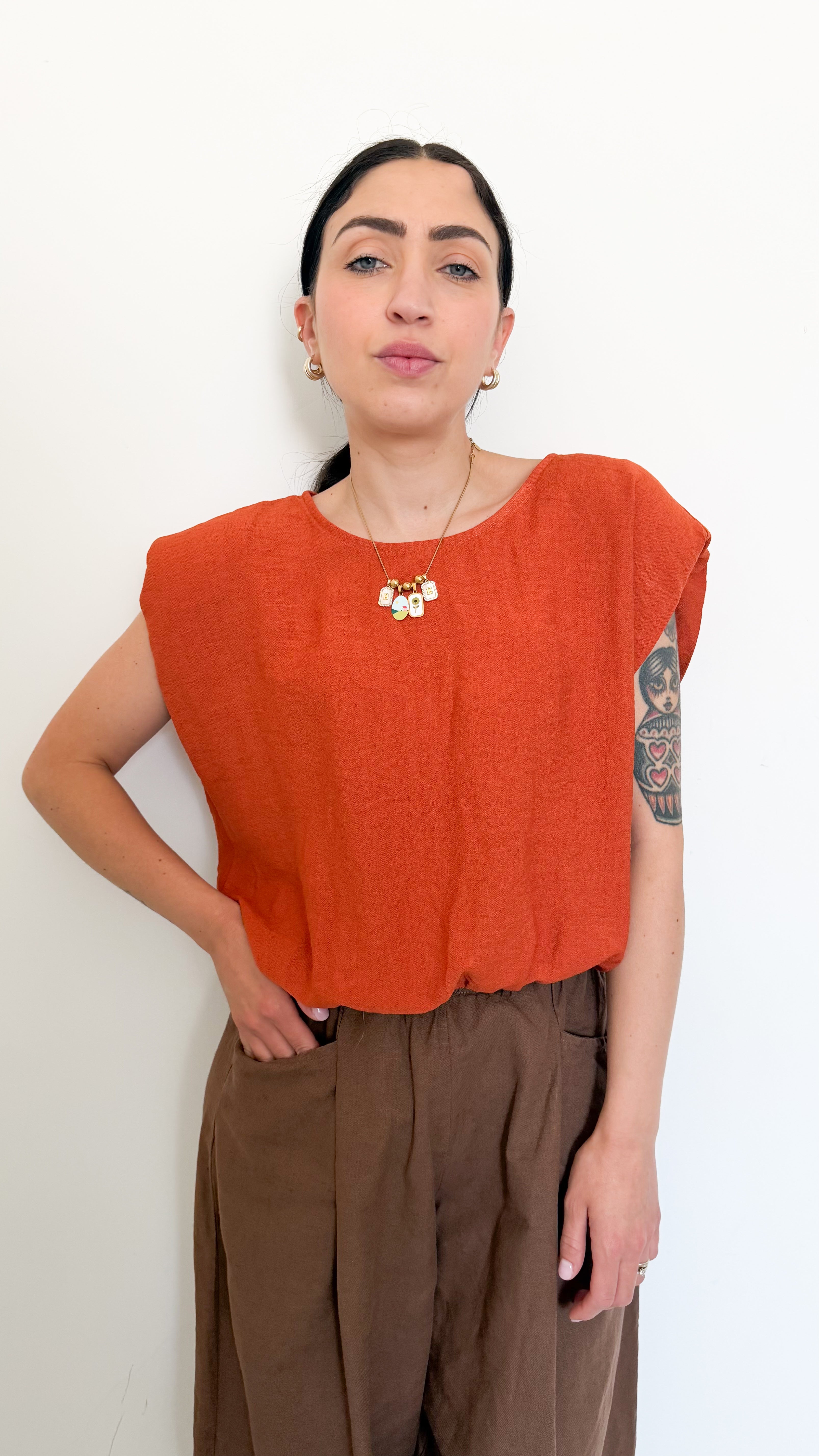 Blusa Ruggine Con Spalline