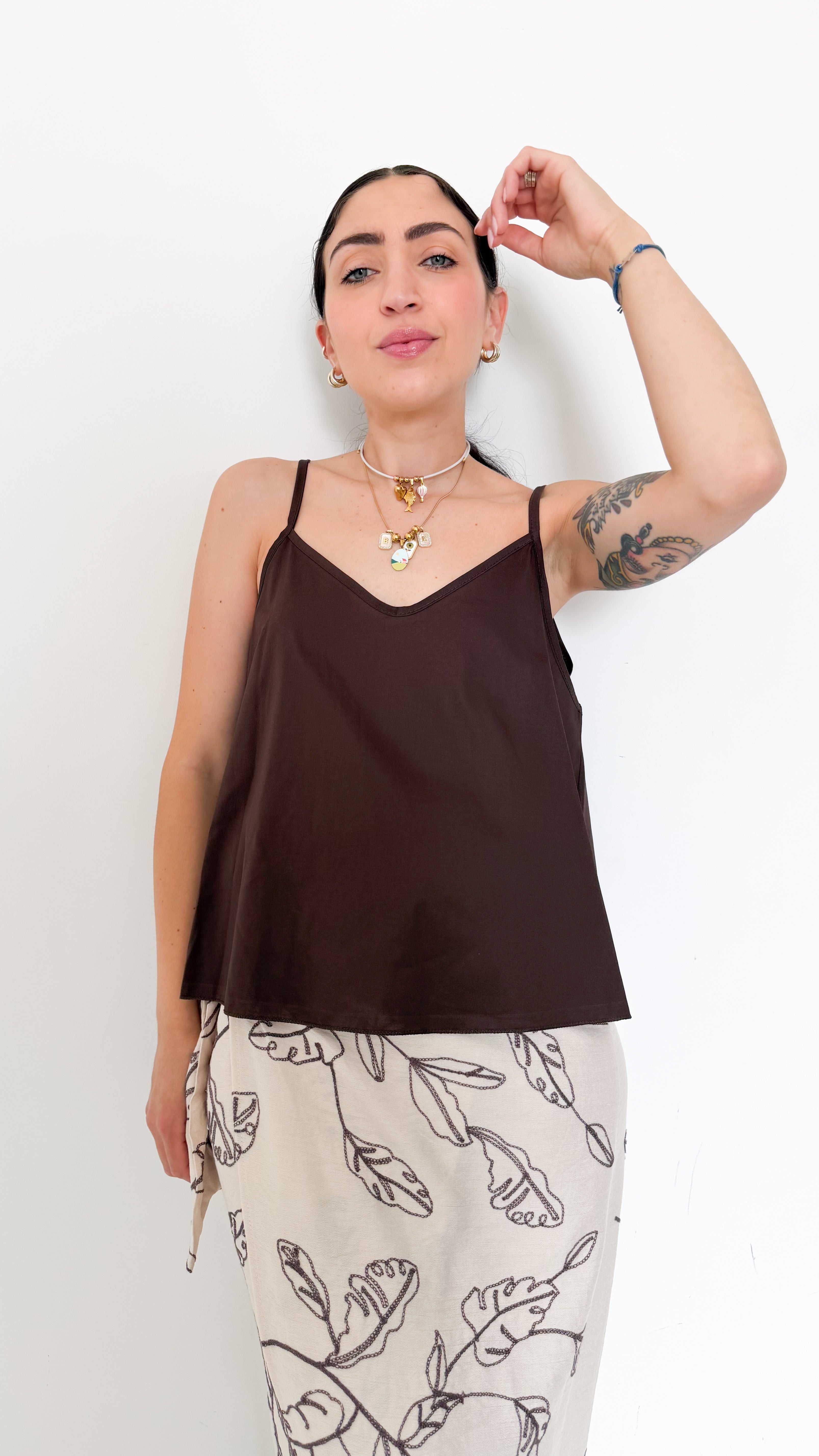 Top Marrone In Cotone