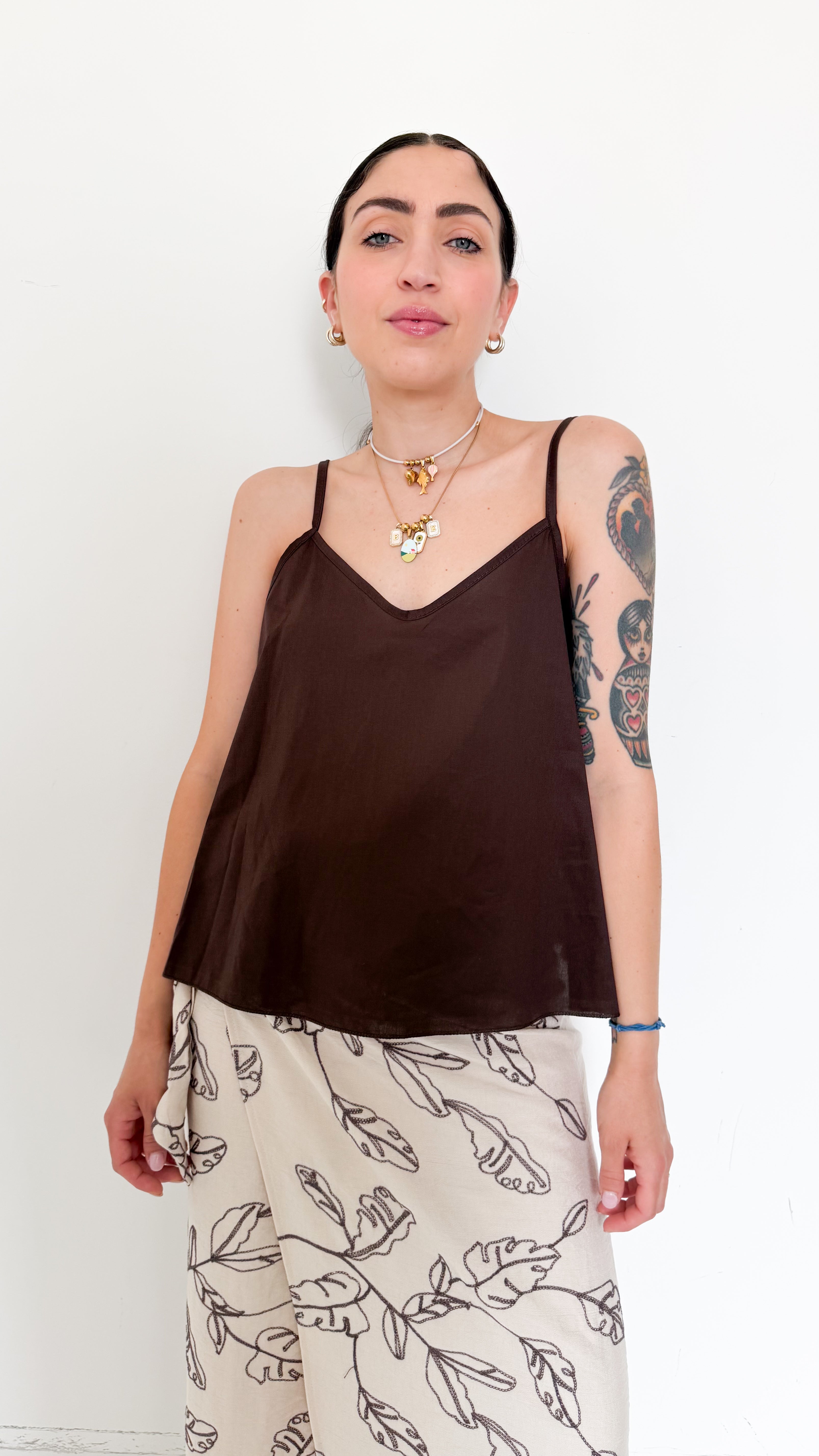 Top Marrone In Cotone