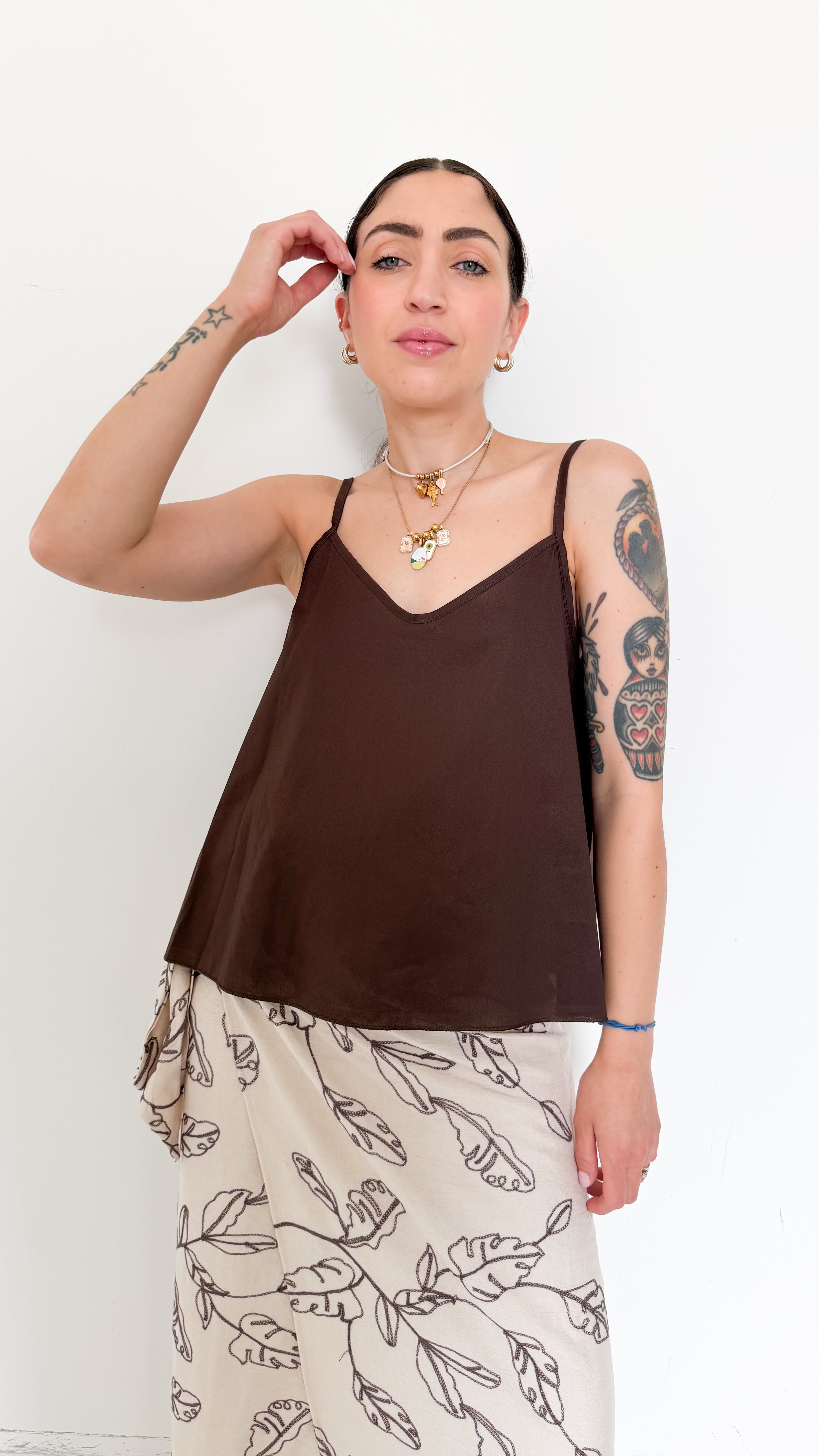 Top Marrone In Cotone