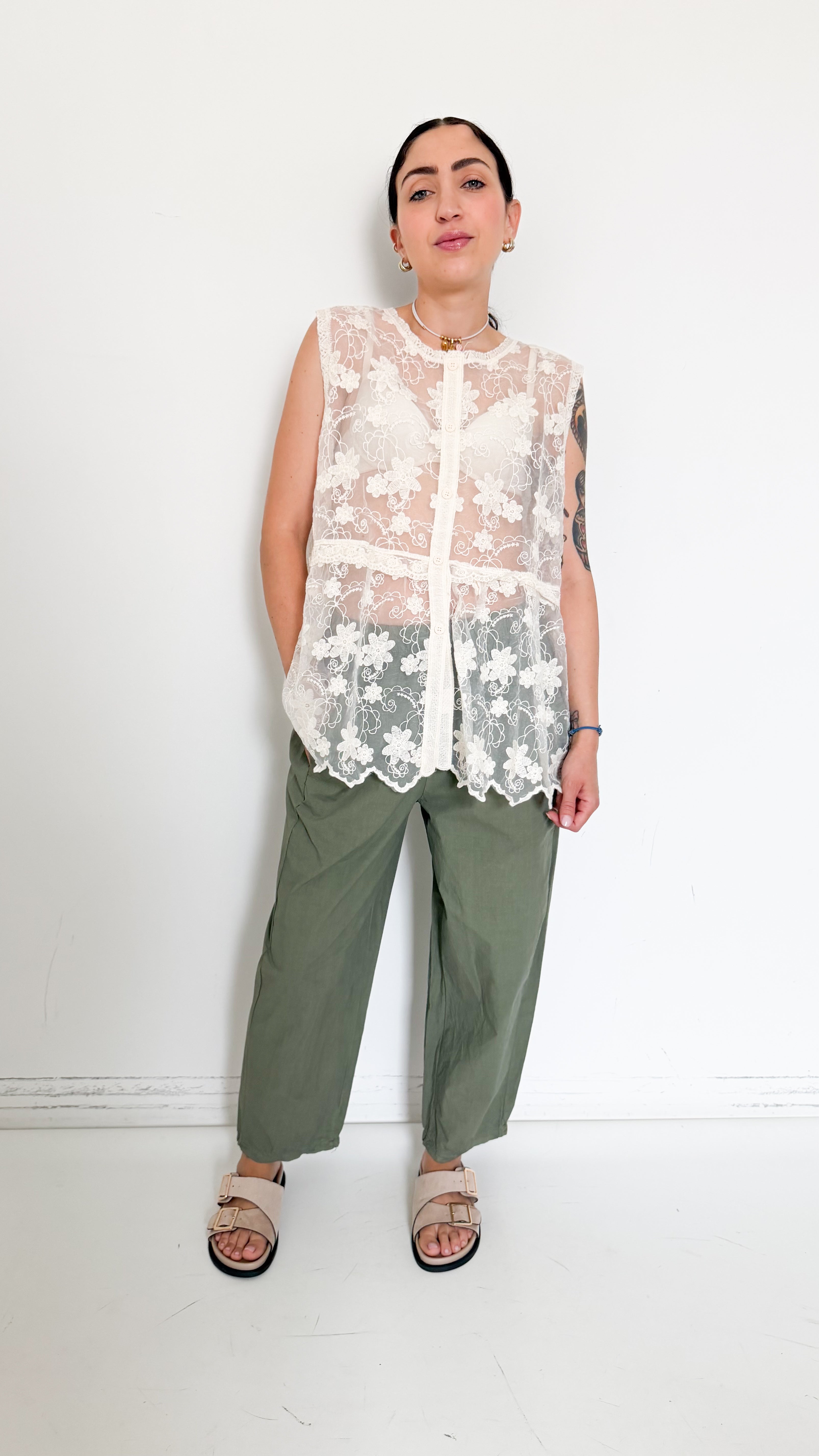 Pantaloni Verdi In Cotone