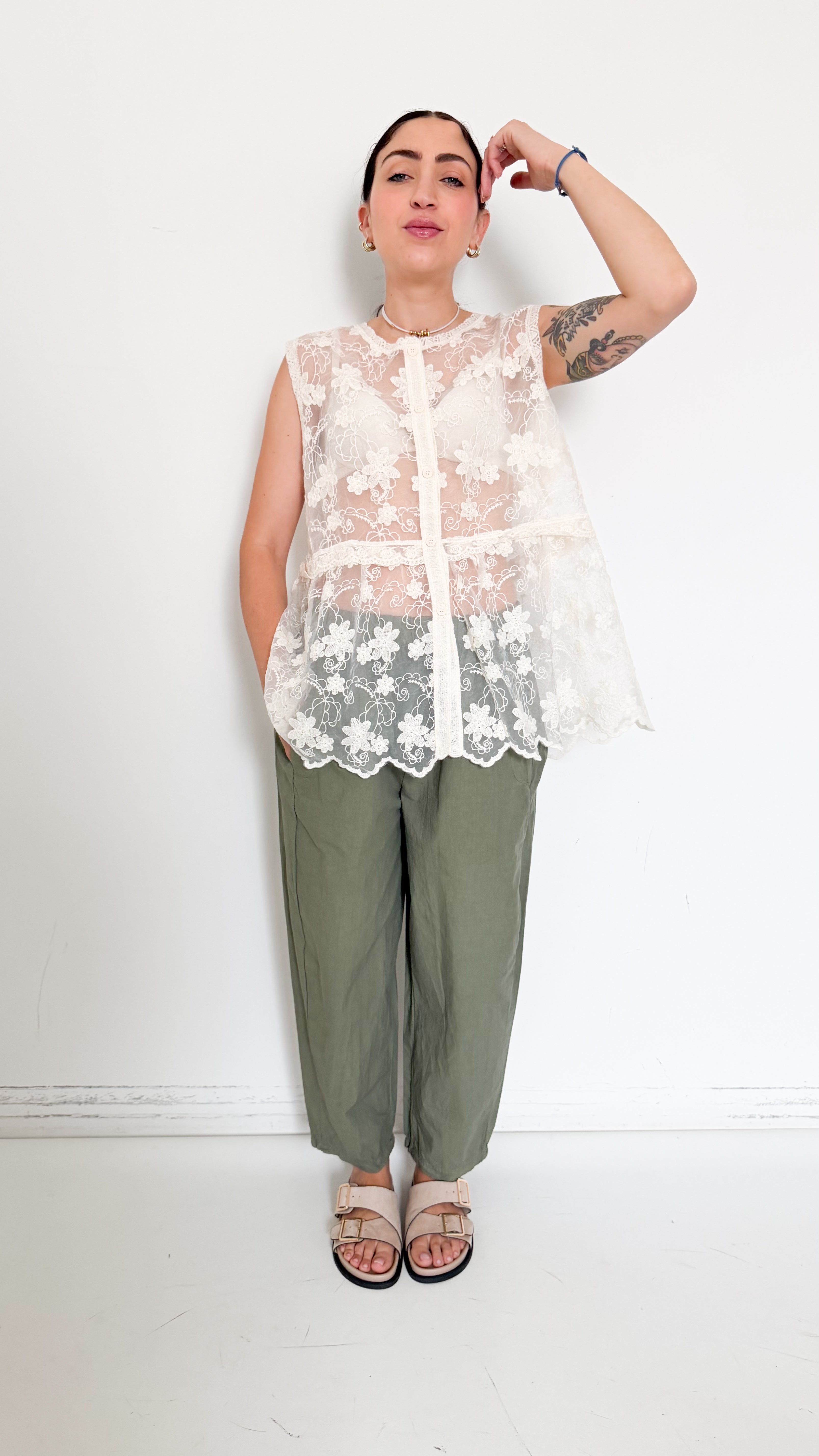 Pantaloni Verdi In Cotone