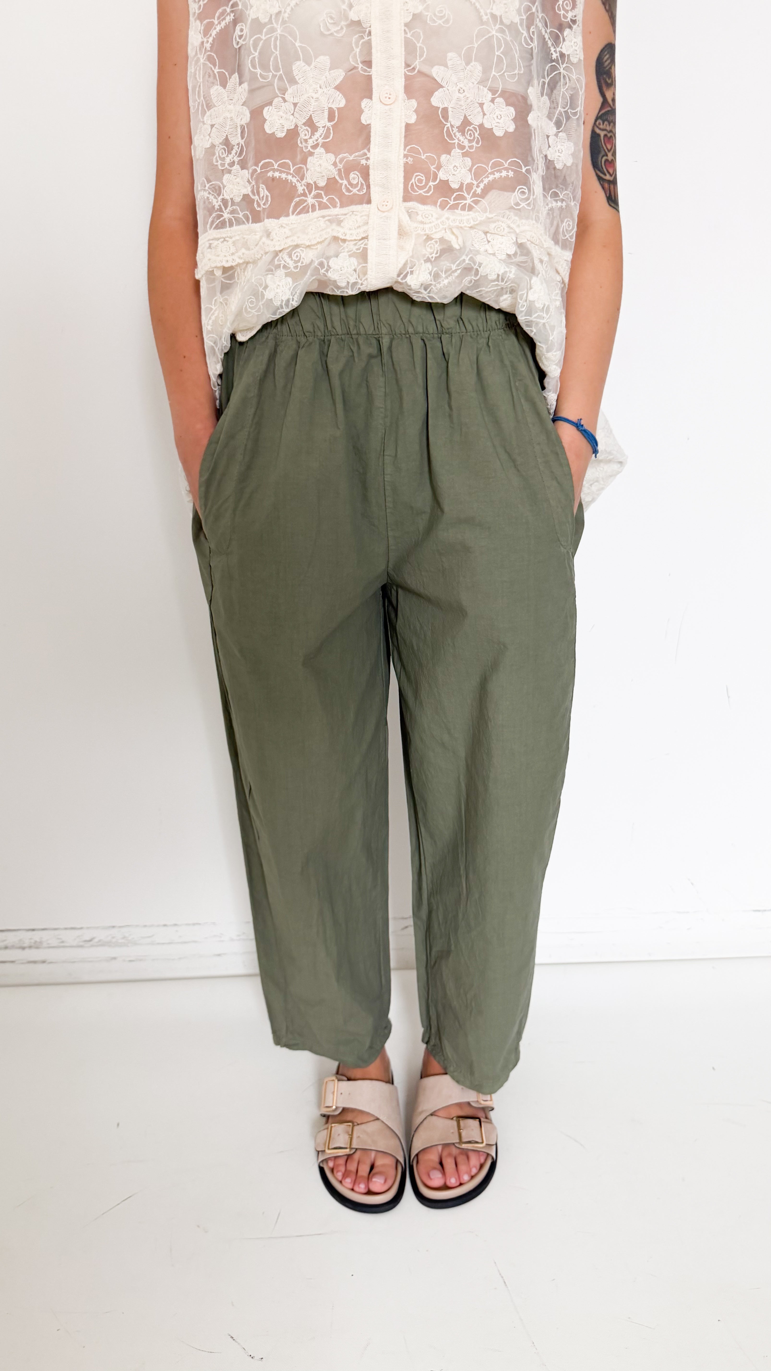 Pantaloni Verdi In Cotone