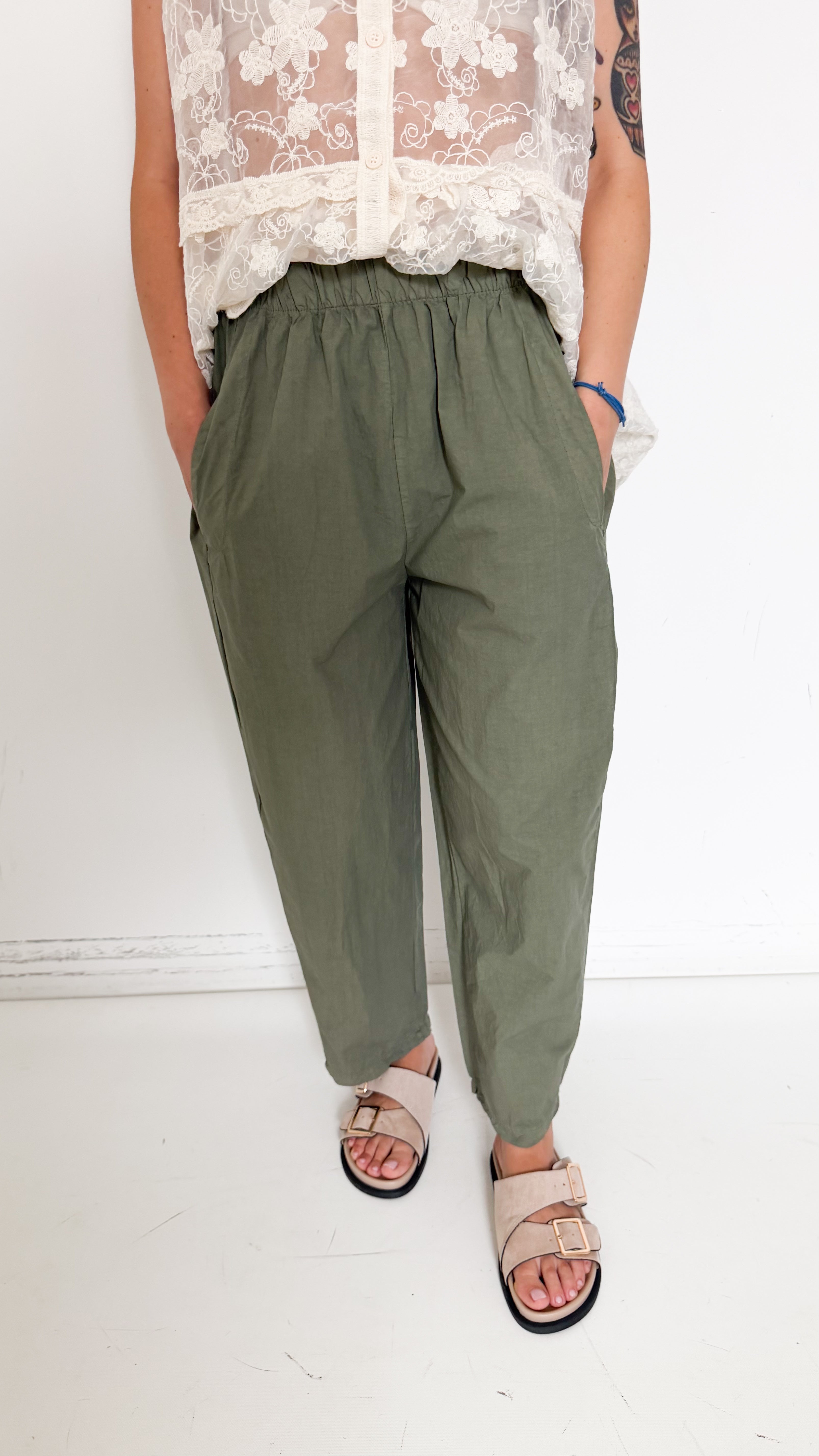 Pantaloni Verdi In Cotone