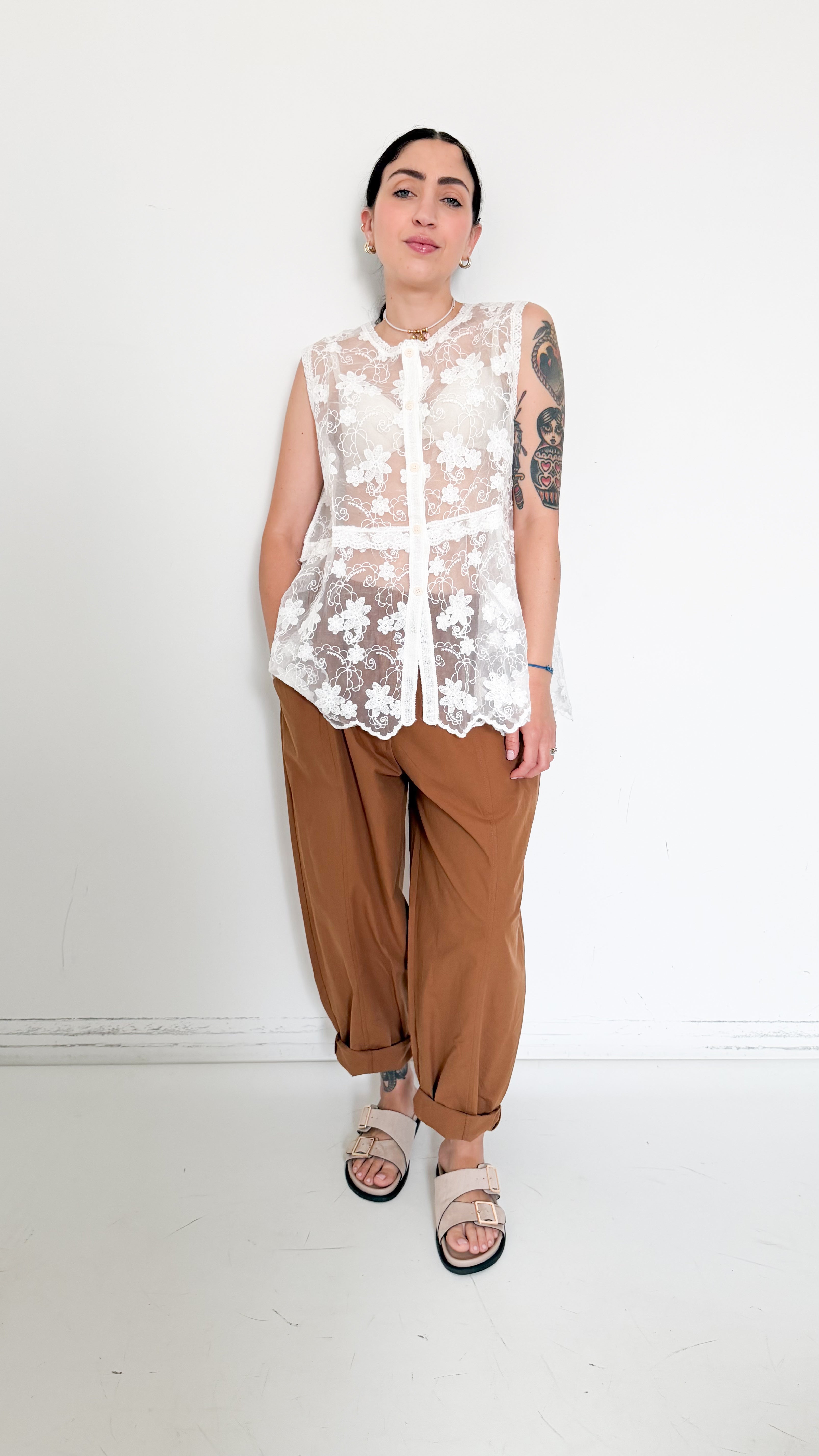 Pantaloni Camel Con Tasche