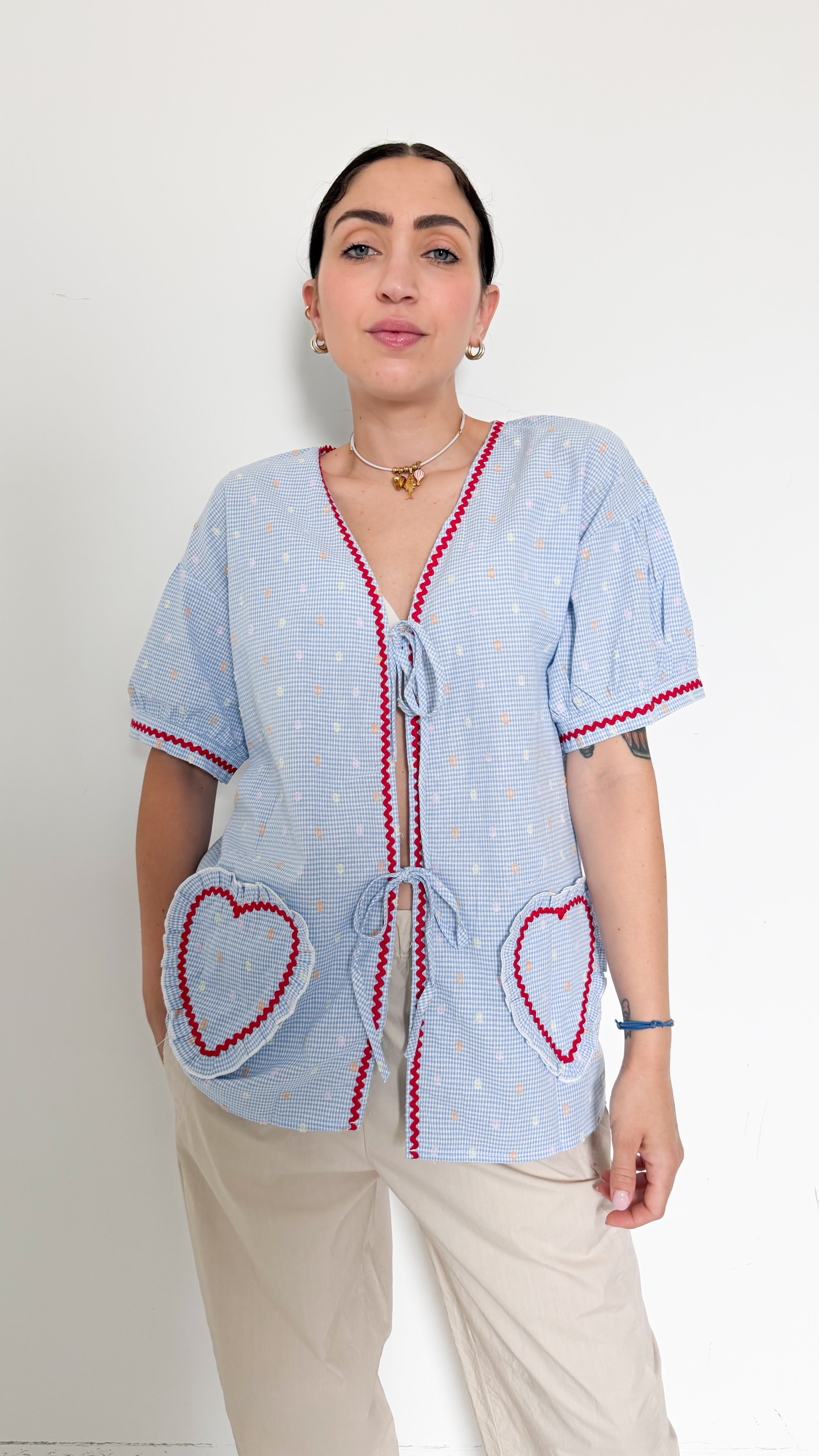 Blusa Celeste A Pois