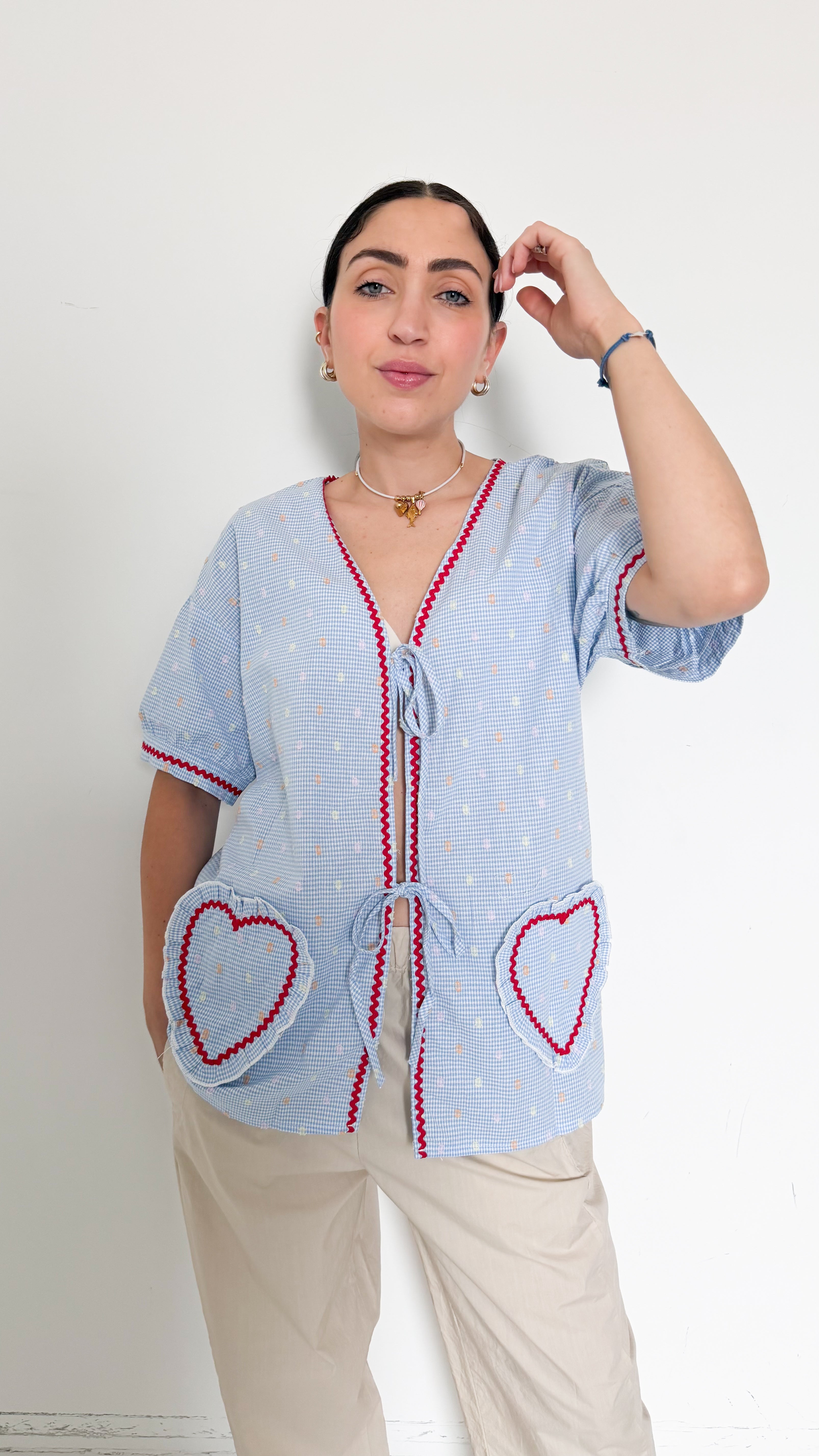 Blusa Celeste A Pois