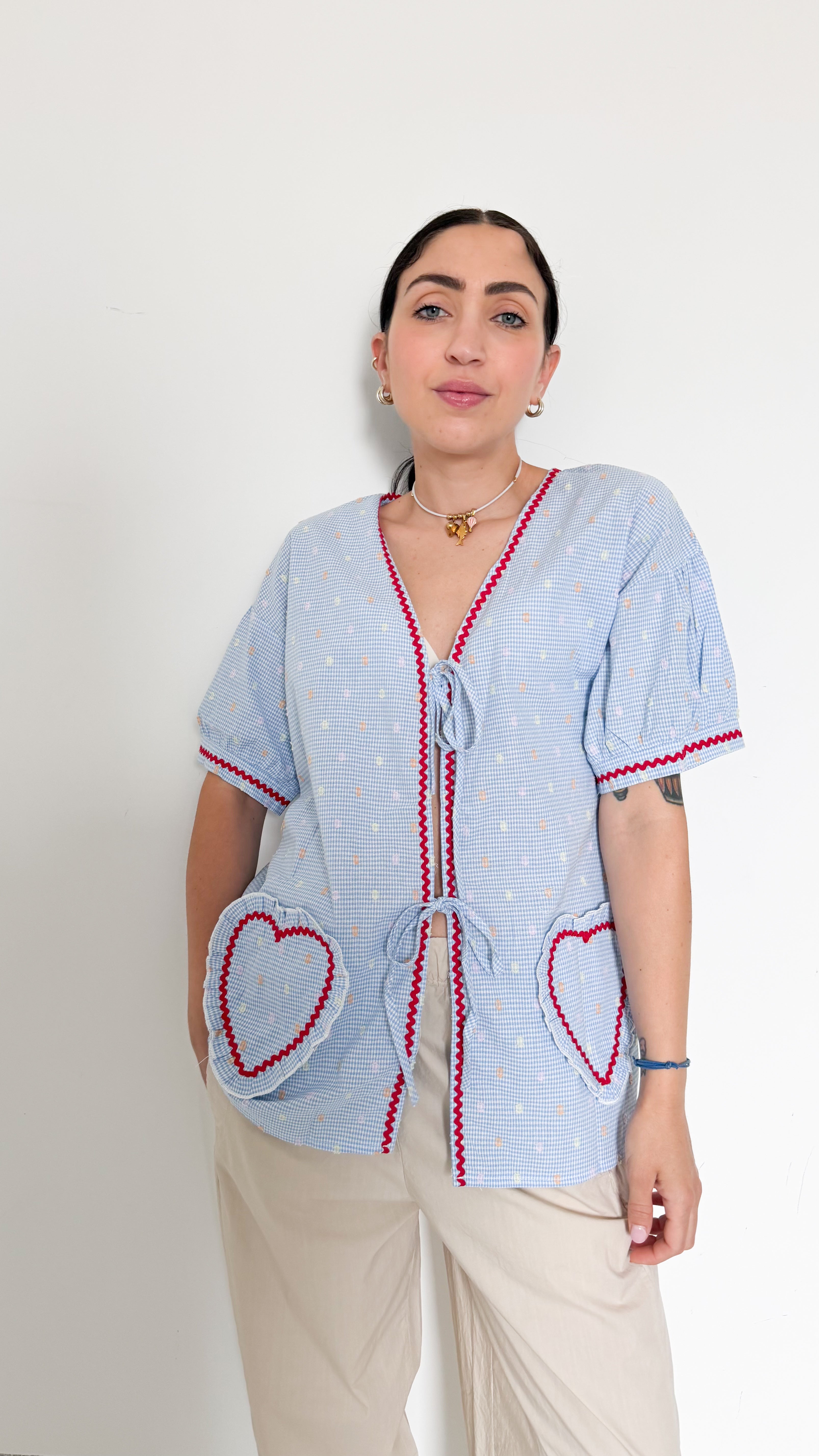 Blusa Celeste A Pois