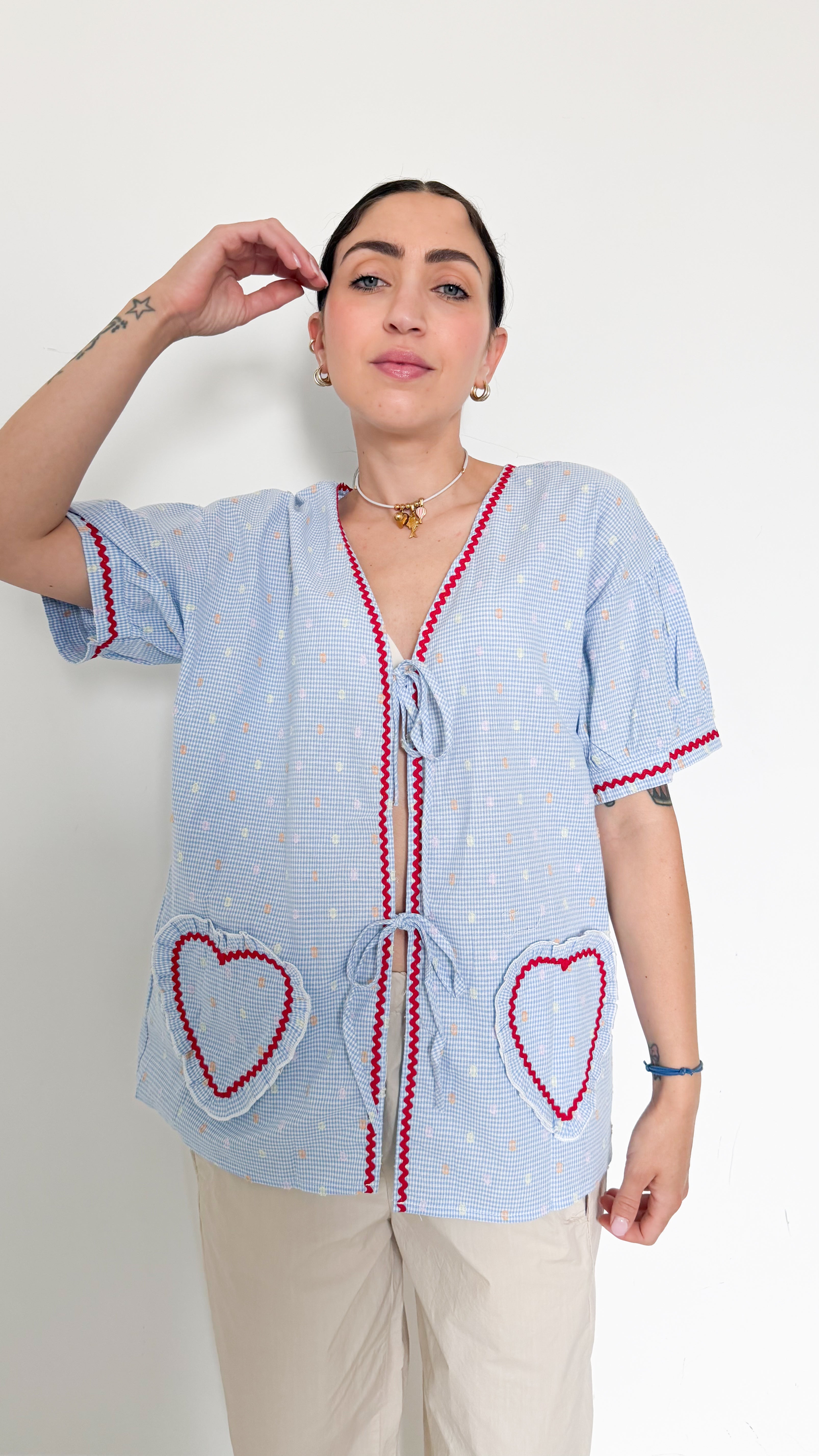 Blusa Celeste A Pois