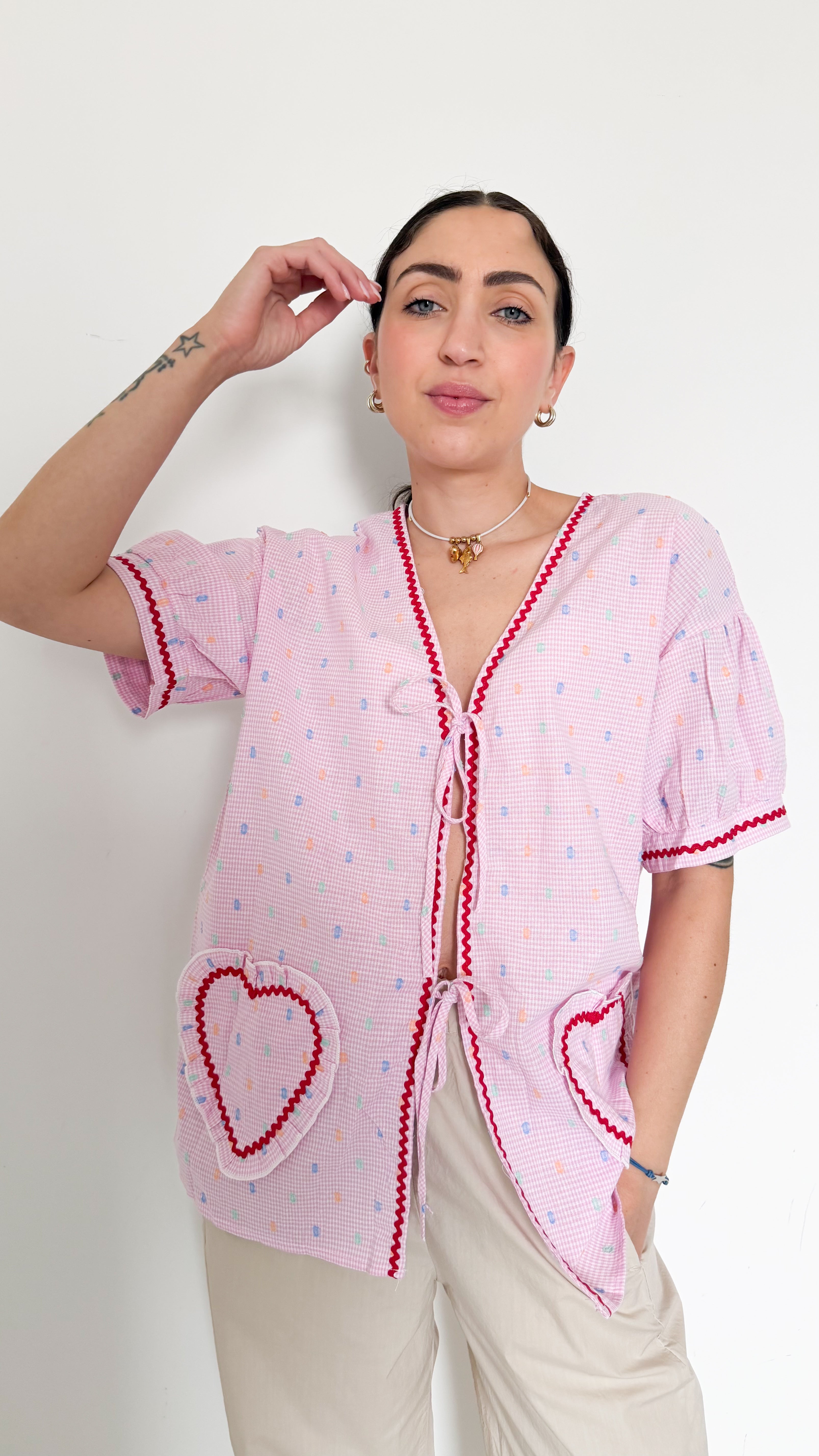 Blusa Rosa A Pois