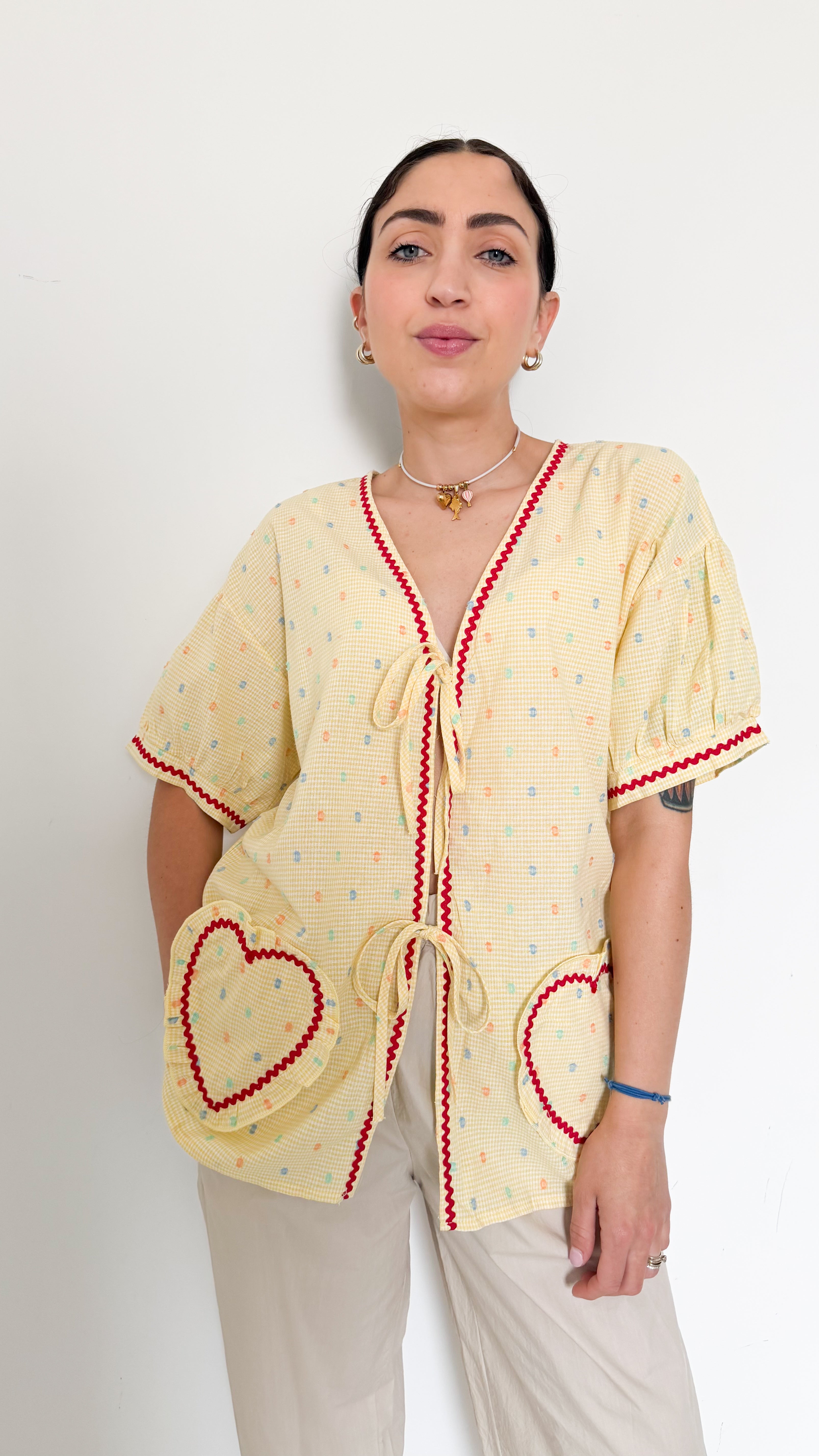 Blusa Gialla A Pois