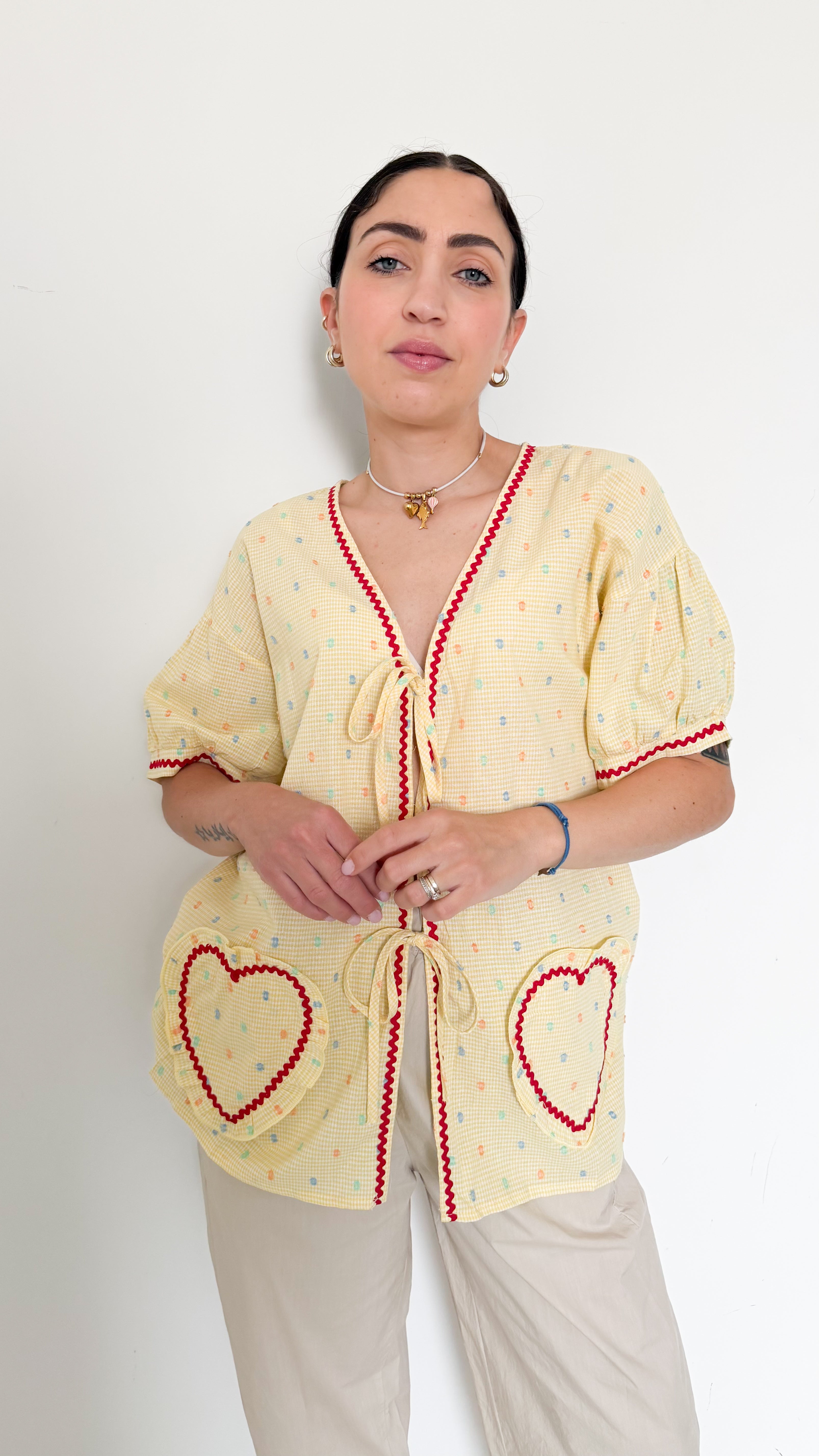 Blusa Gialla A Pois