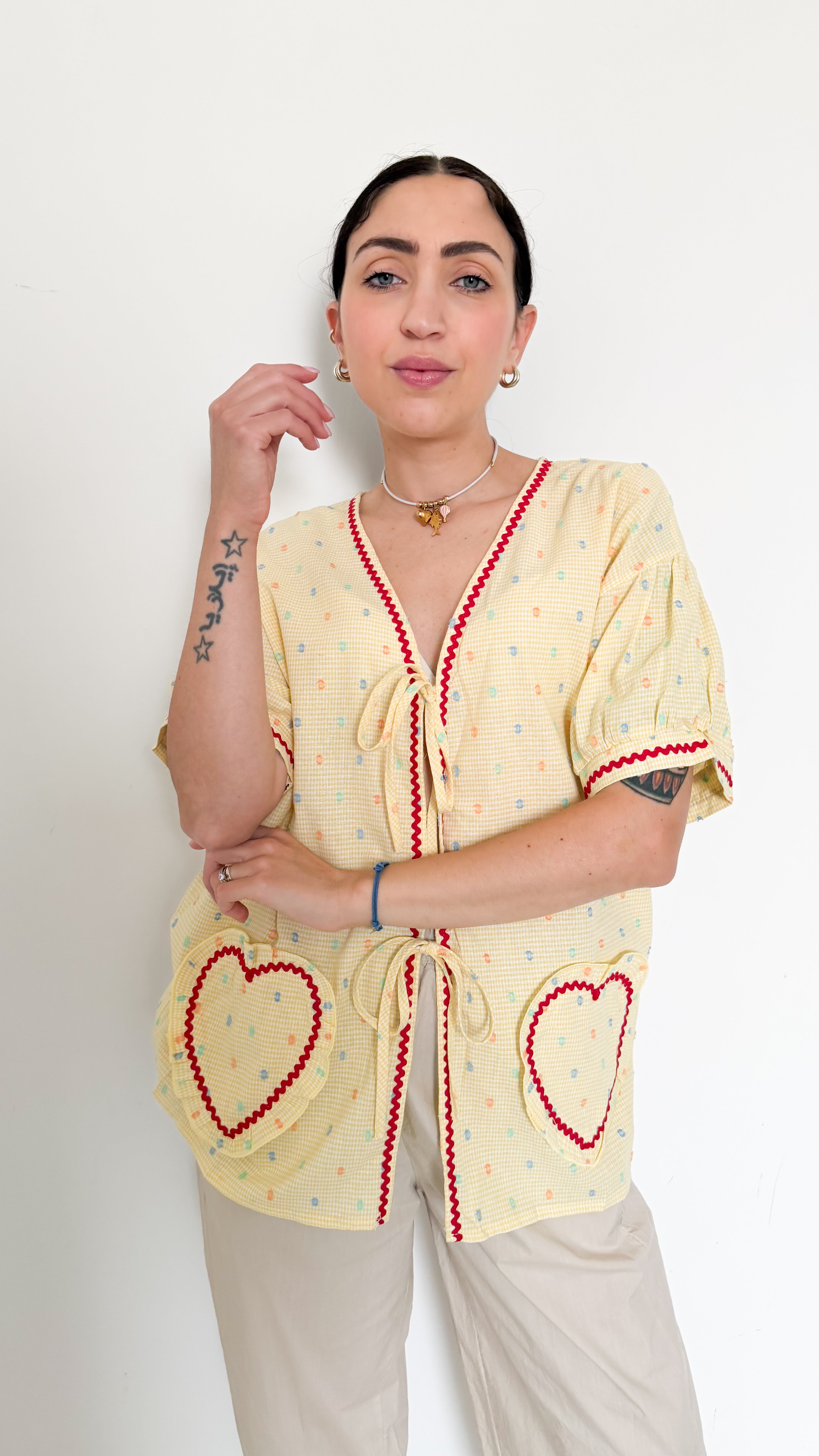 Blusa Gialla A Pois