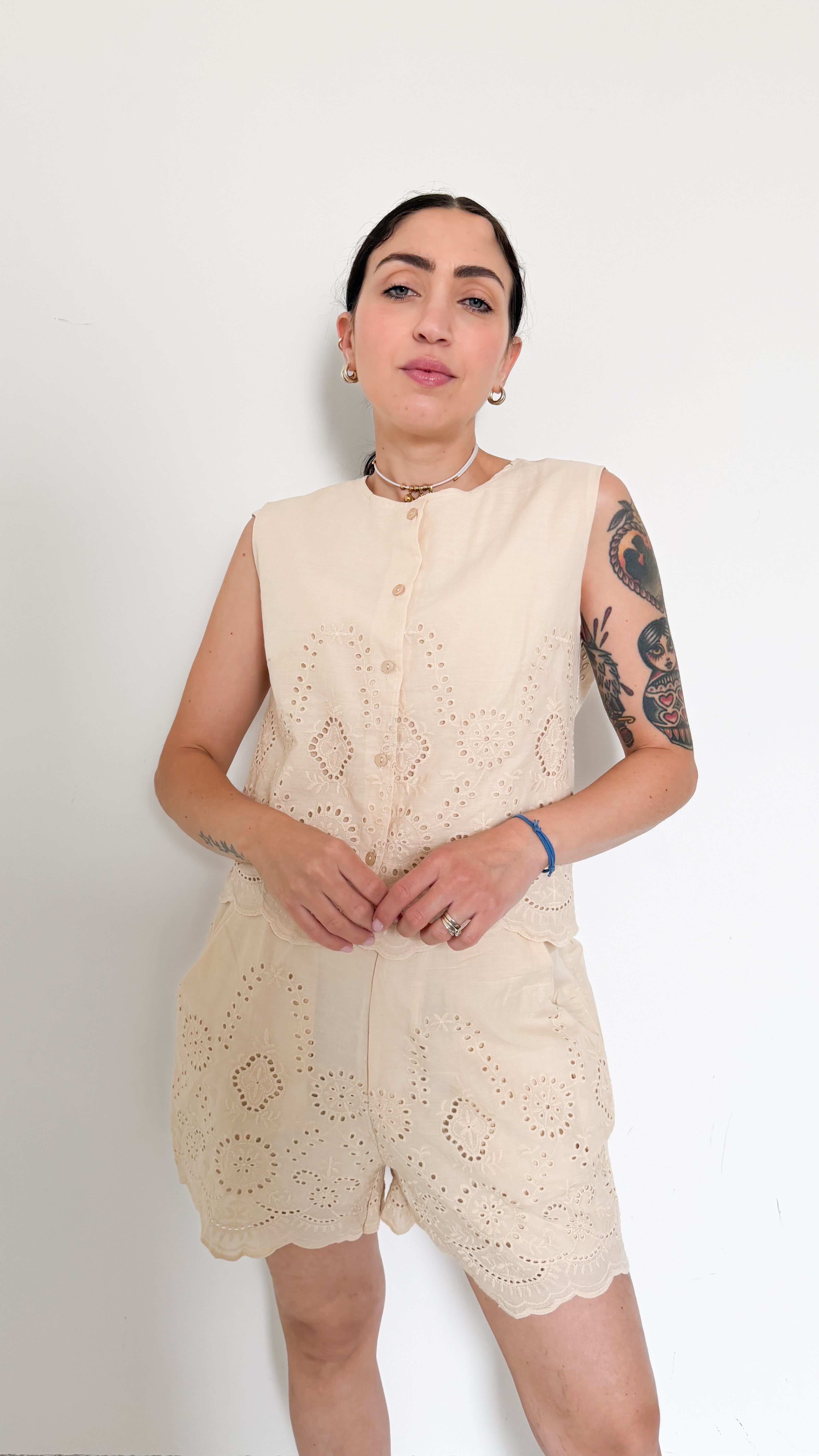 Coordinato Beige In Pizzo