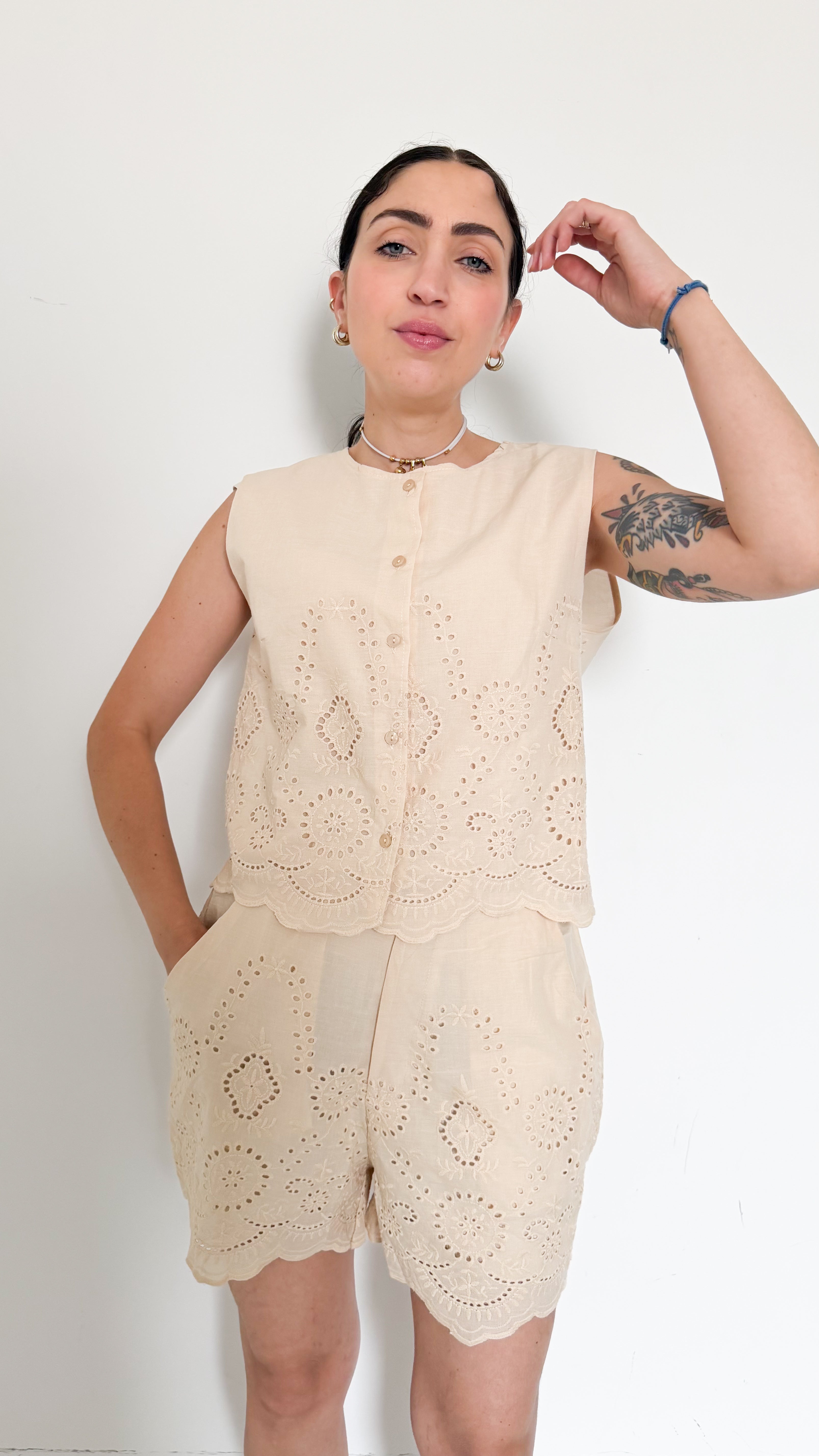 Coordinato Beige In Pizzo
