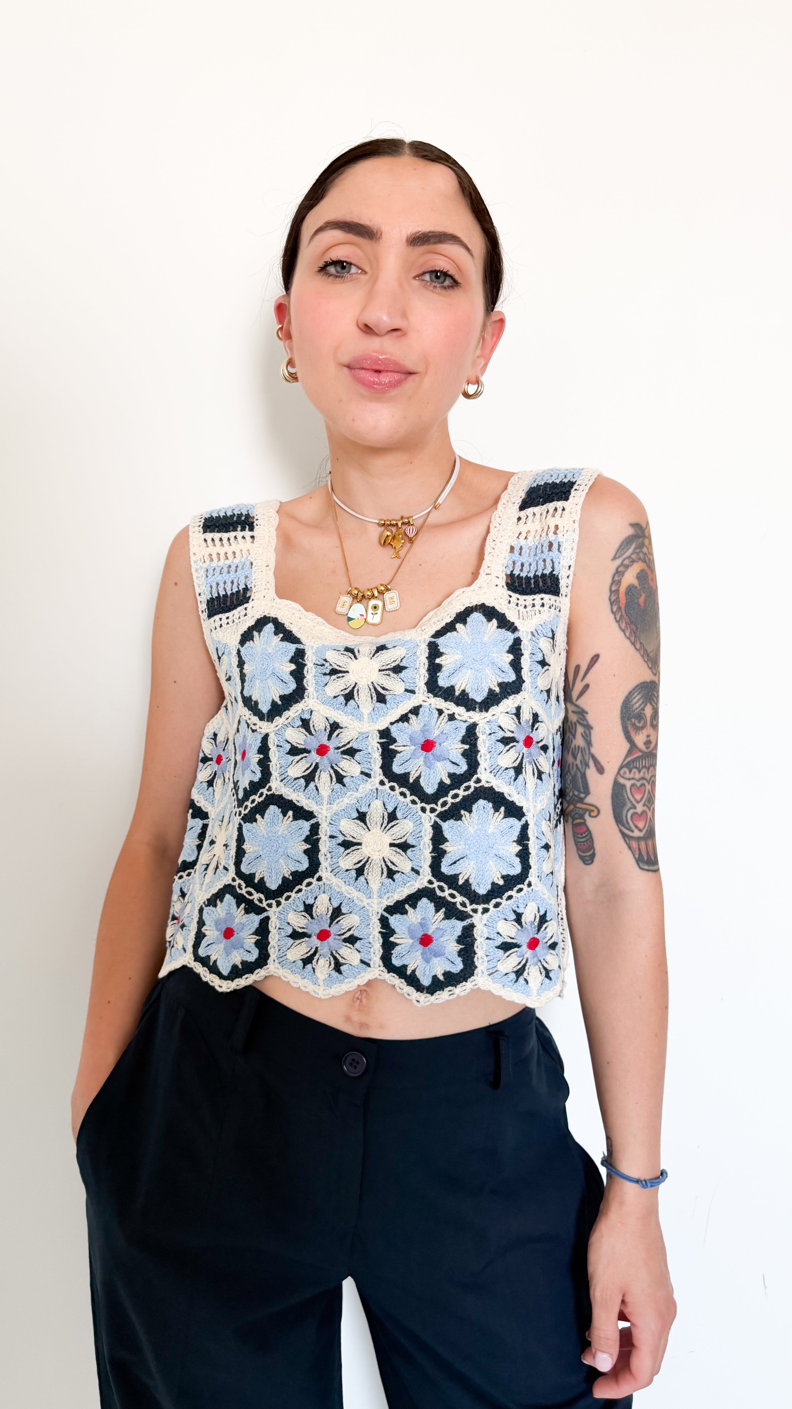 Top In Cotone Fantasia Celeste