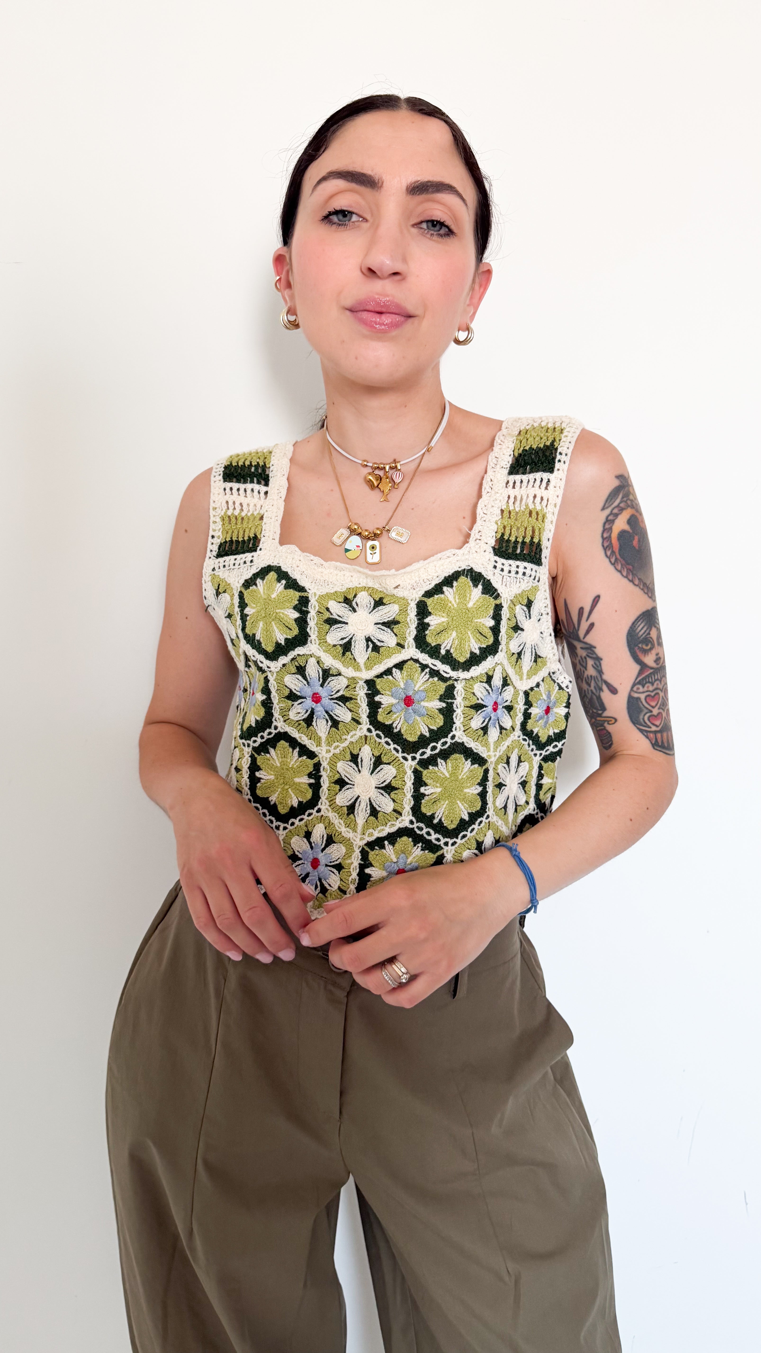 Top In Cotone Fantasia Verde