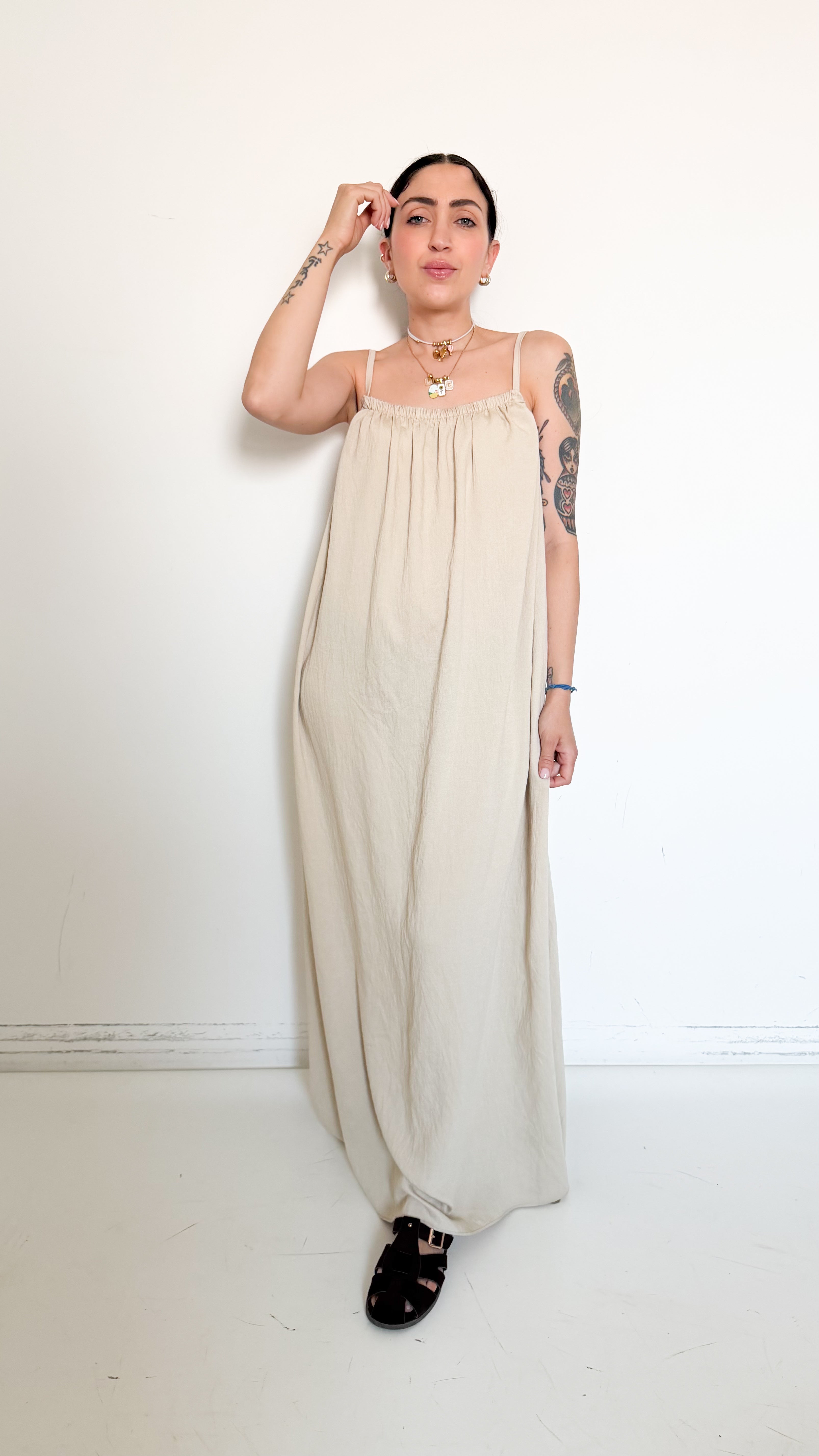 Vestito Beige In Viscosa