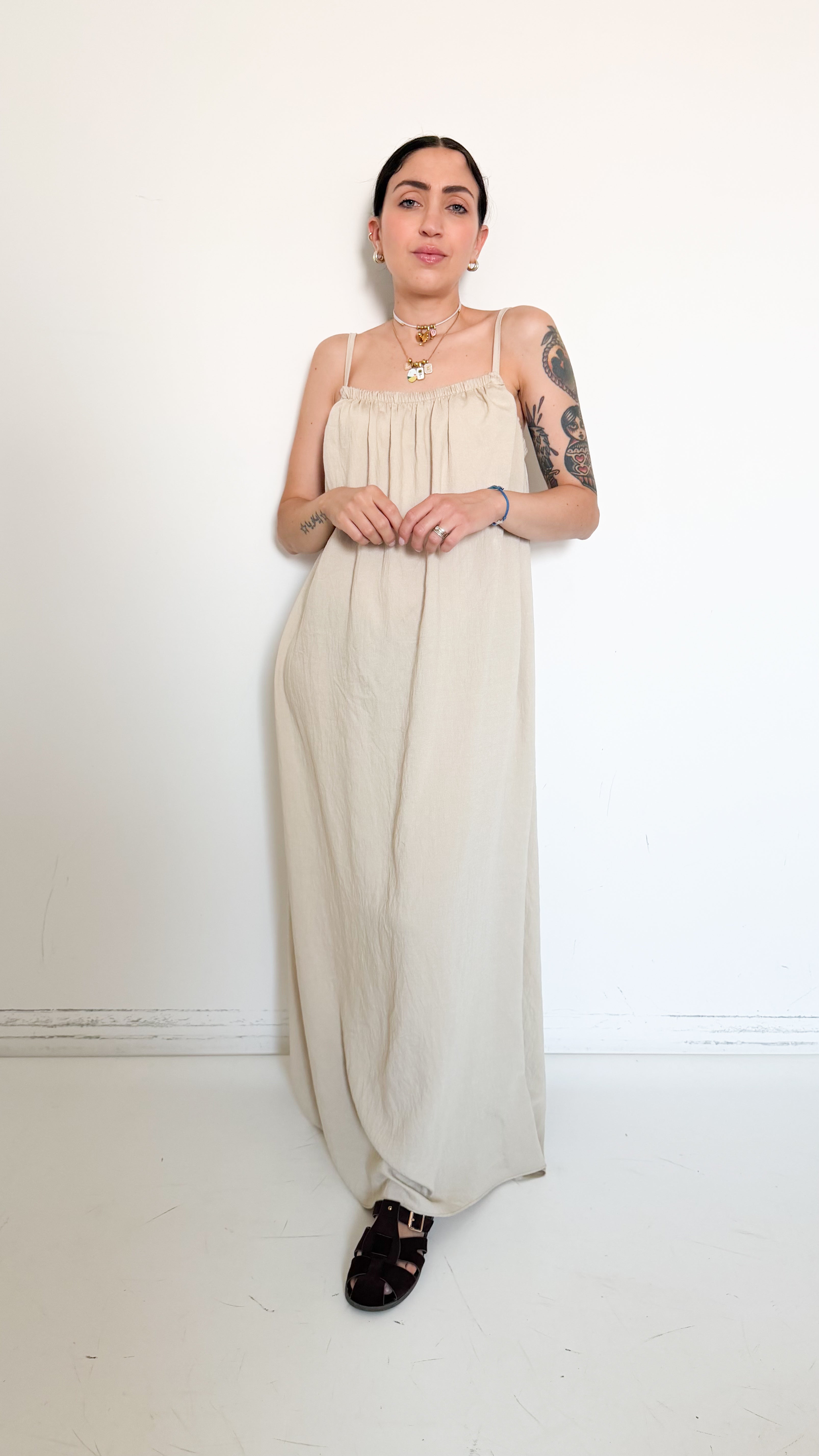 Vestito Beige In Viscosa