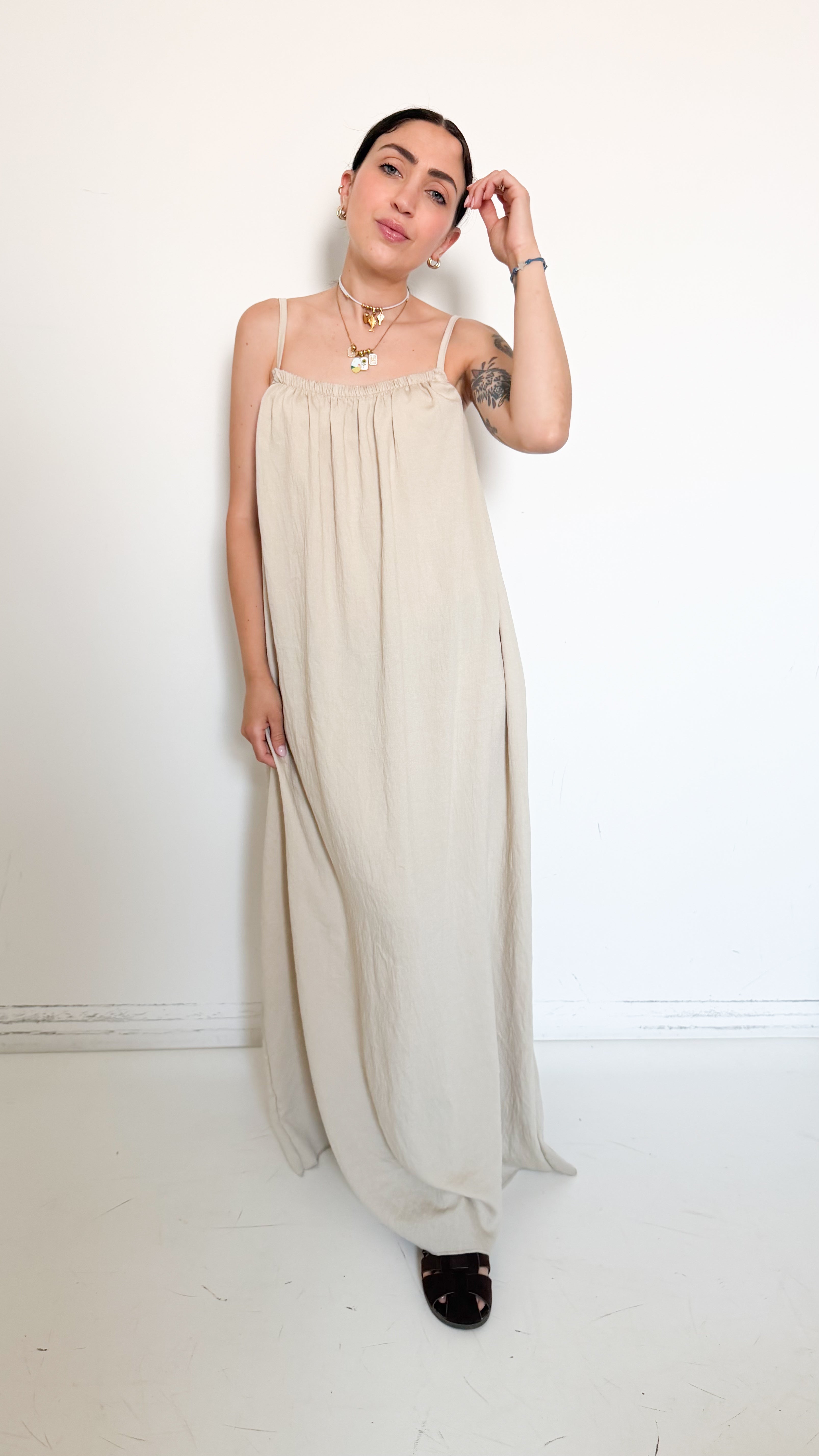 Vestito Beige In Viscosa